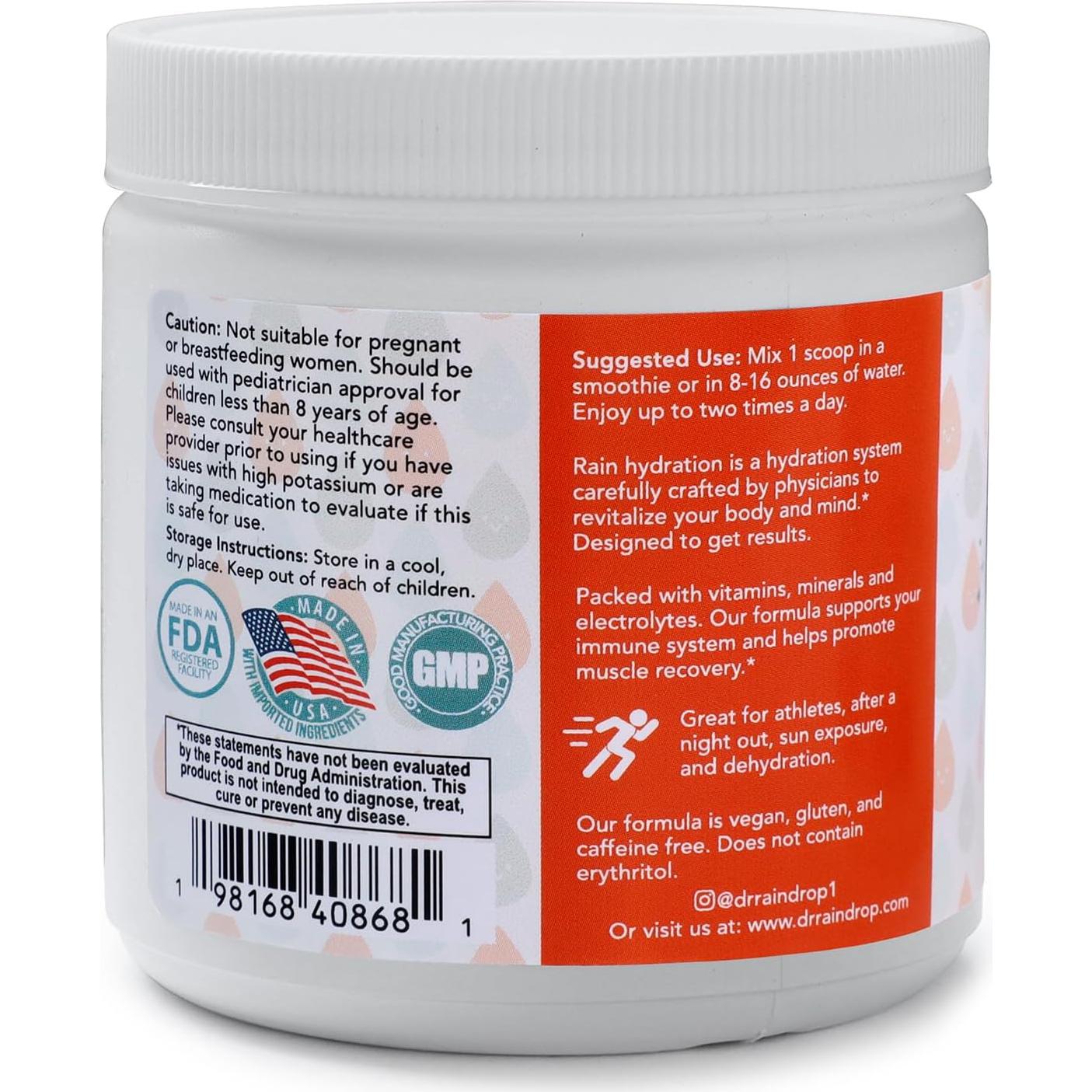 Polvo de Electrolitos Dr Raindrop 163g Sabor Naranja Sangre