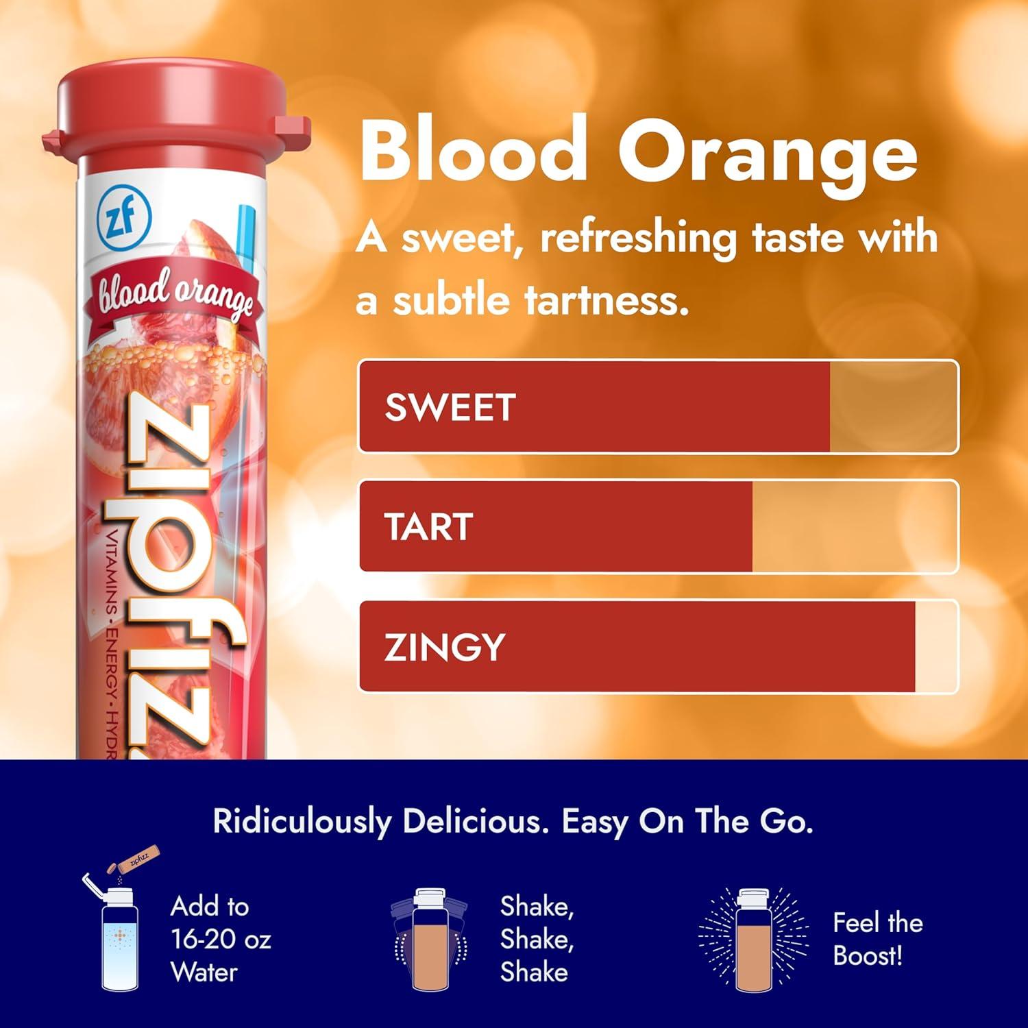 Zipfizz Bebida Energética en Polvo Naranja Sangre 20 Paquetes
