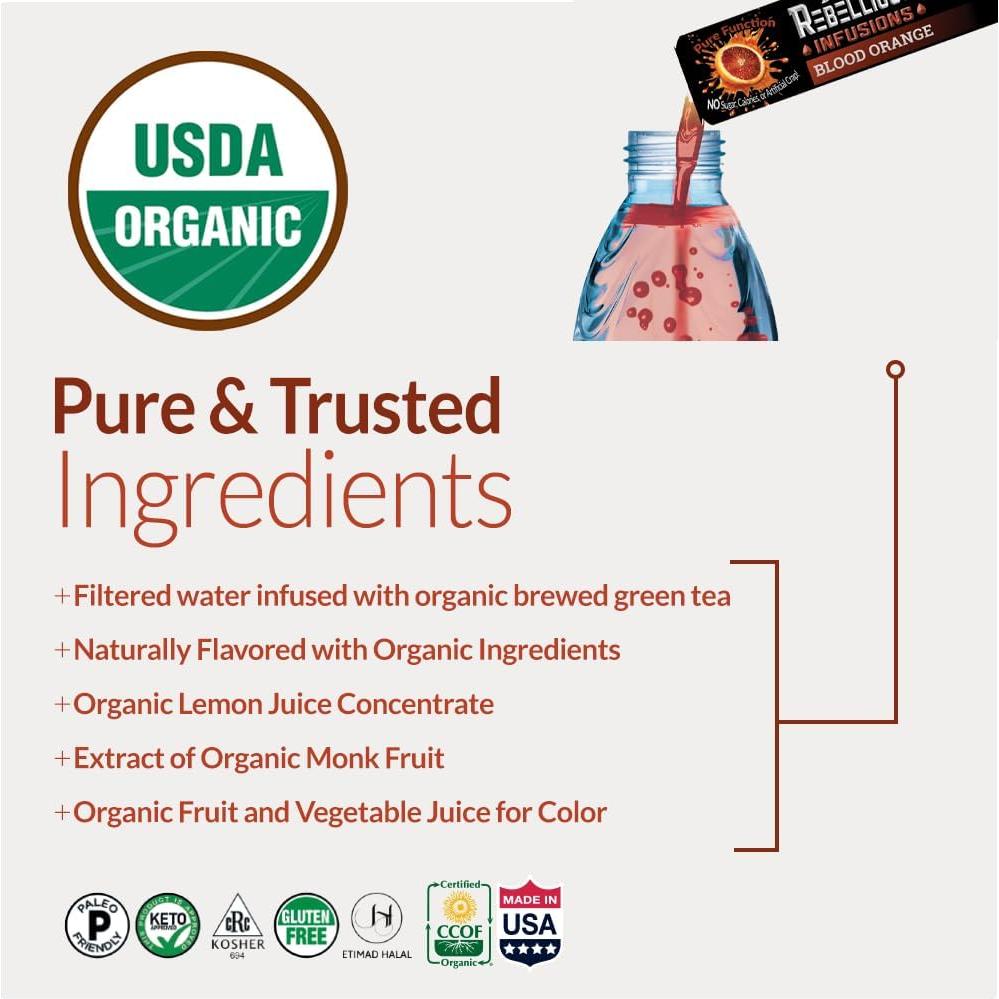 Mezcla de Bebida Energética Orgánica Rebelde Naranja Sangrienta 10 Unidades