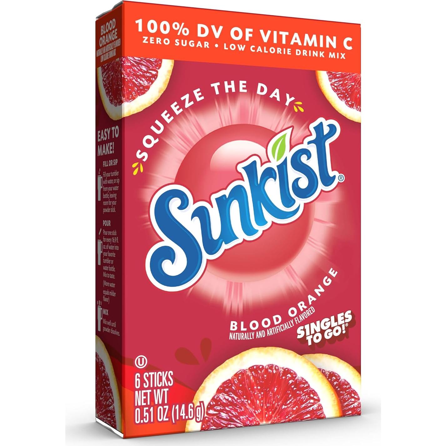 Mezclas de Bebidas en Polvo Singles To Go Naranja Sangre 72 Palitos