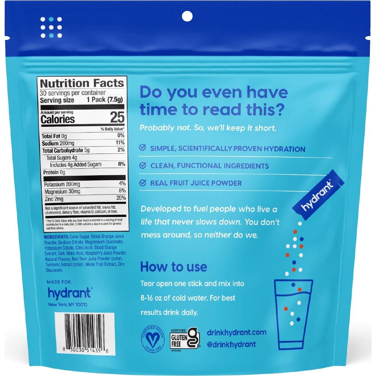 Hidrante Polvo de Hidratación Naranja 30 Paquetes Instantáneos