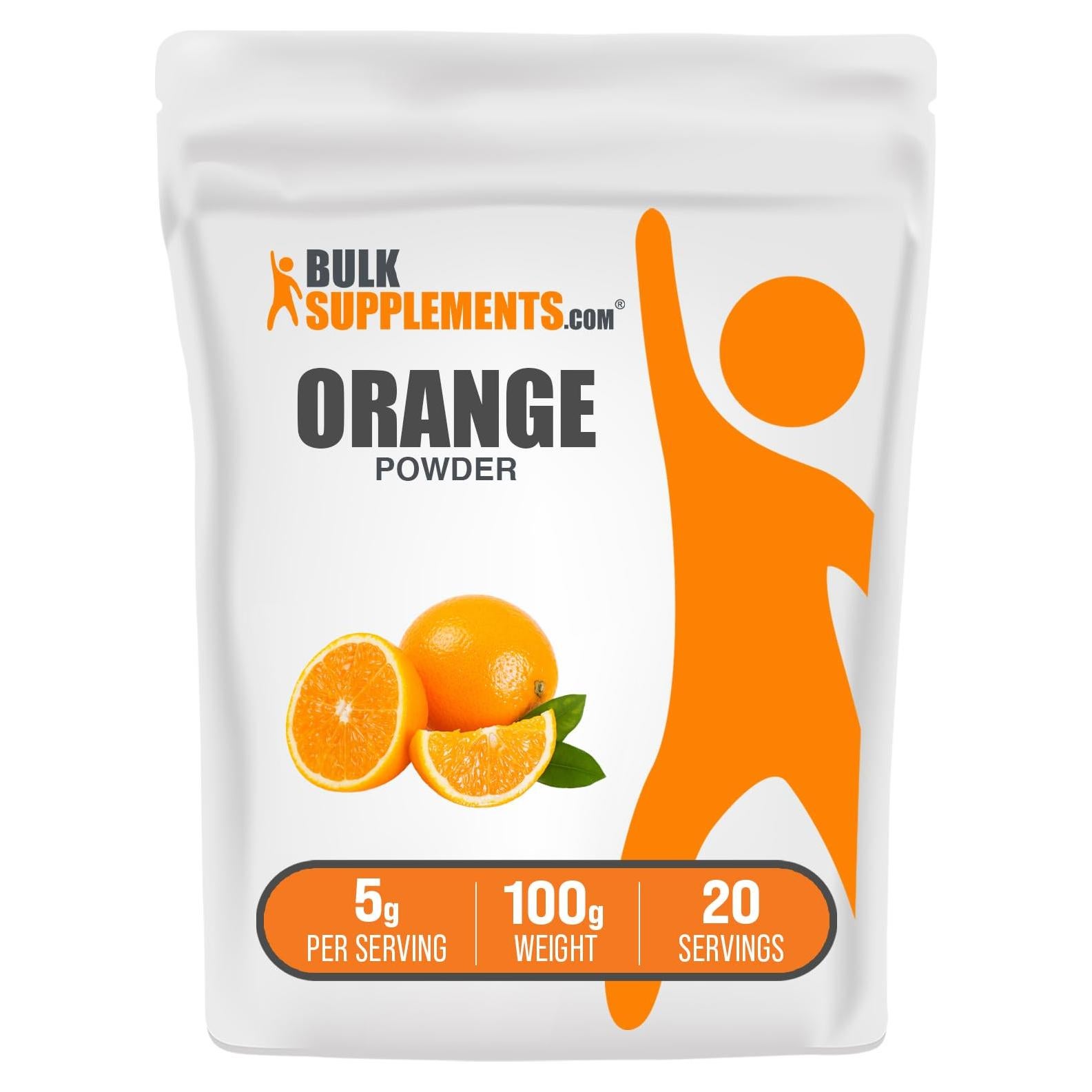 Polvo de Naranja BulkSupplements 99.22g - Sin Gluten, Sabor Natural