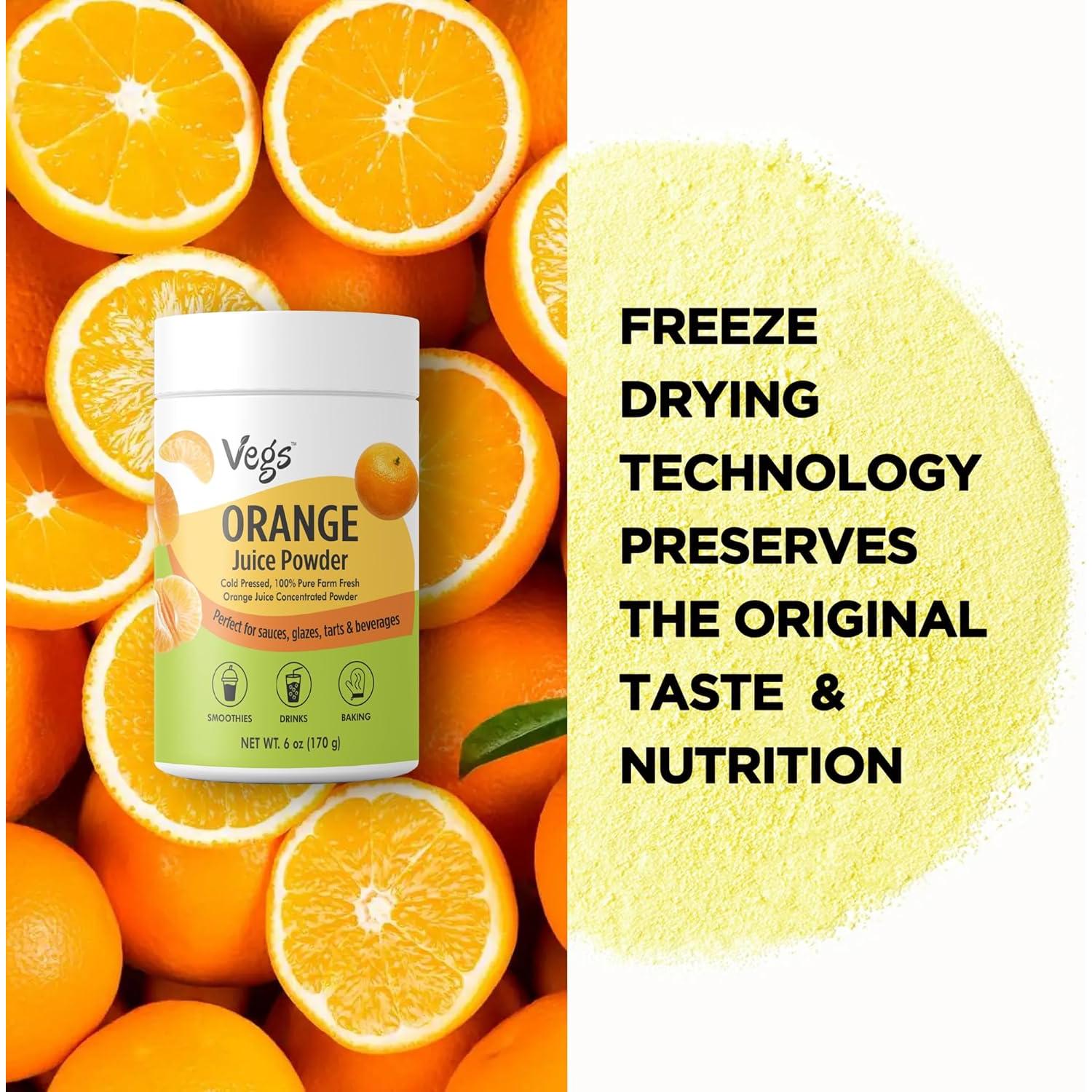 Polvo de Jugo de Naranja Vegs 170 g - Liofilizado 100% Natural