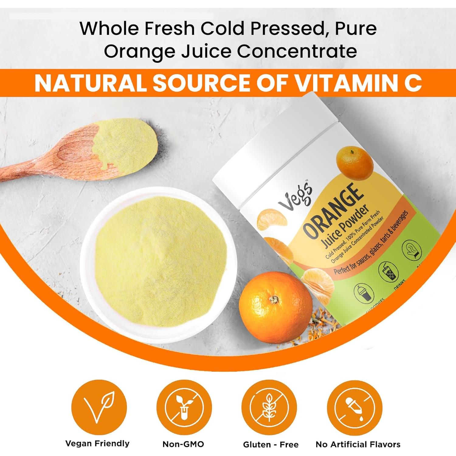 Polvo de Jugo de Naranja Vegs 170 g - Liofilizado 100% Natural