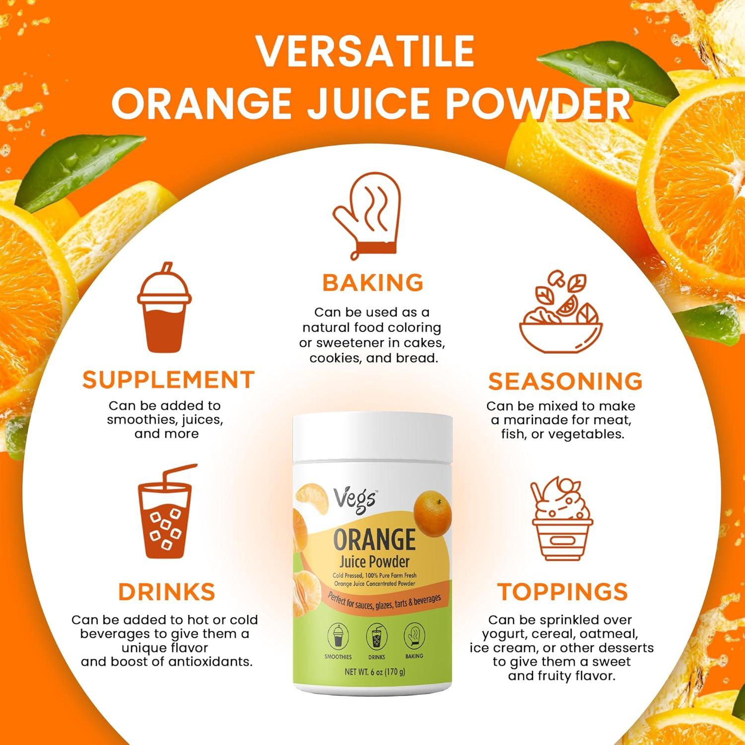 Polvo de Jugo de Naranja Vegs 170 g - Liofilizado 100% Natural