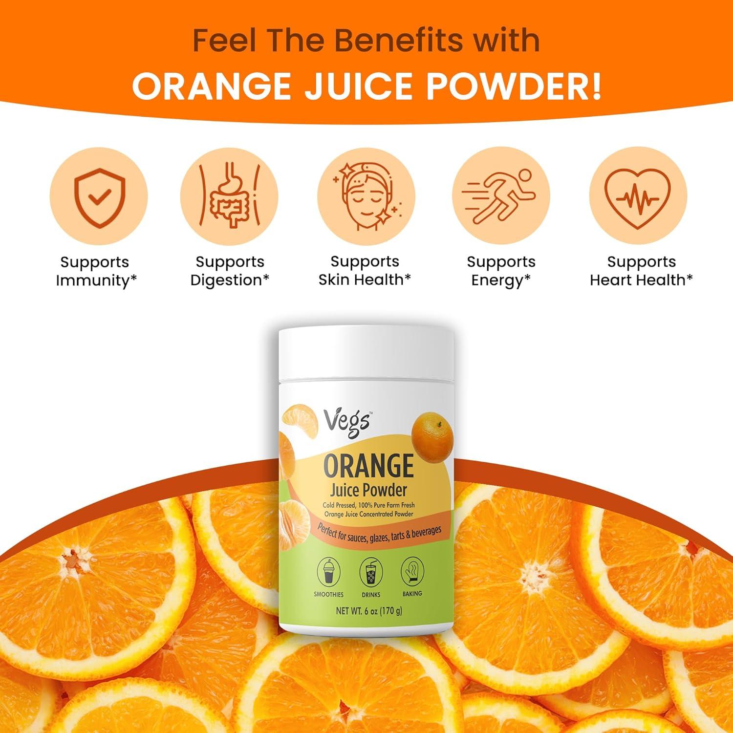 Polvo de Jugo de Naranja Vegs 170 g - Liofilizado 100% Natural