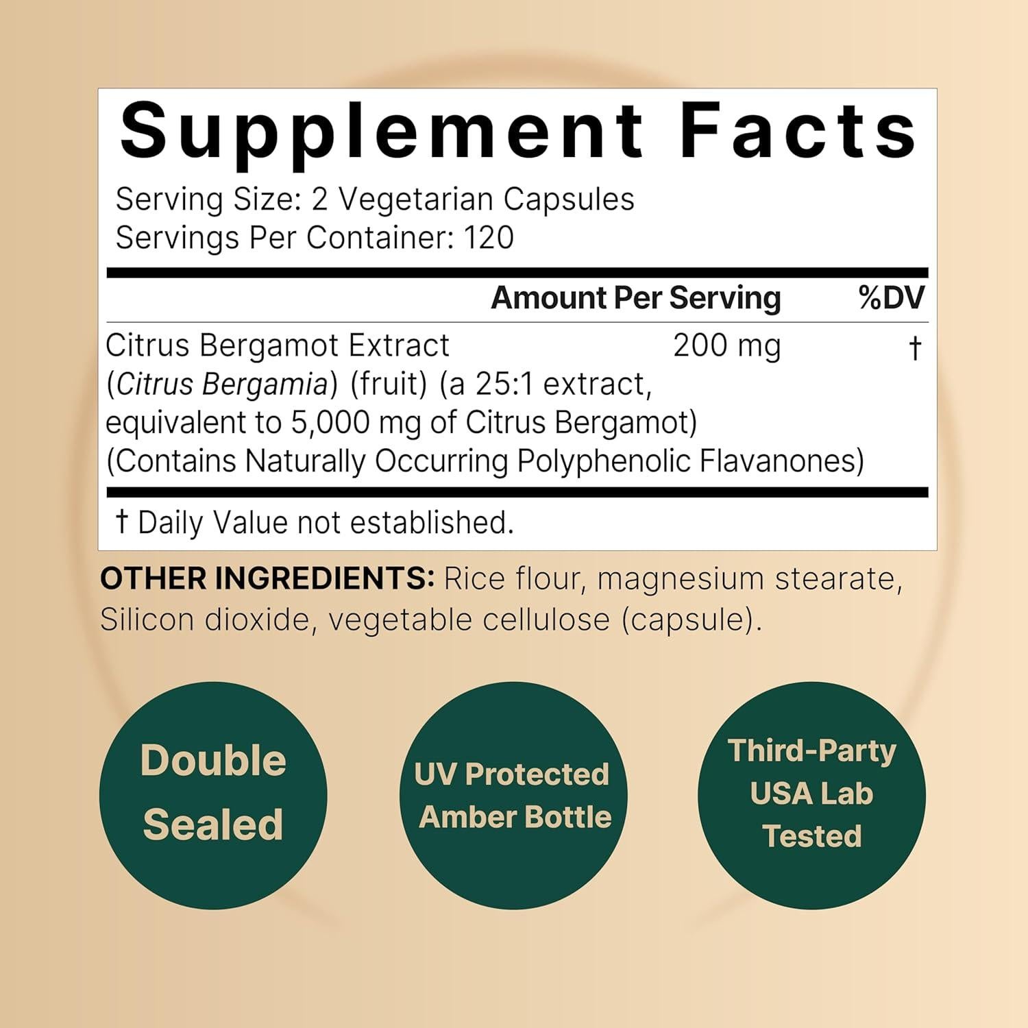 Suplemento de Bergamota Cítrica NatureBell 5000 mg 240 Cápsulas