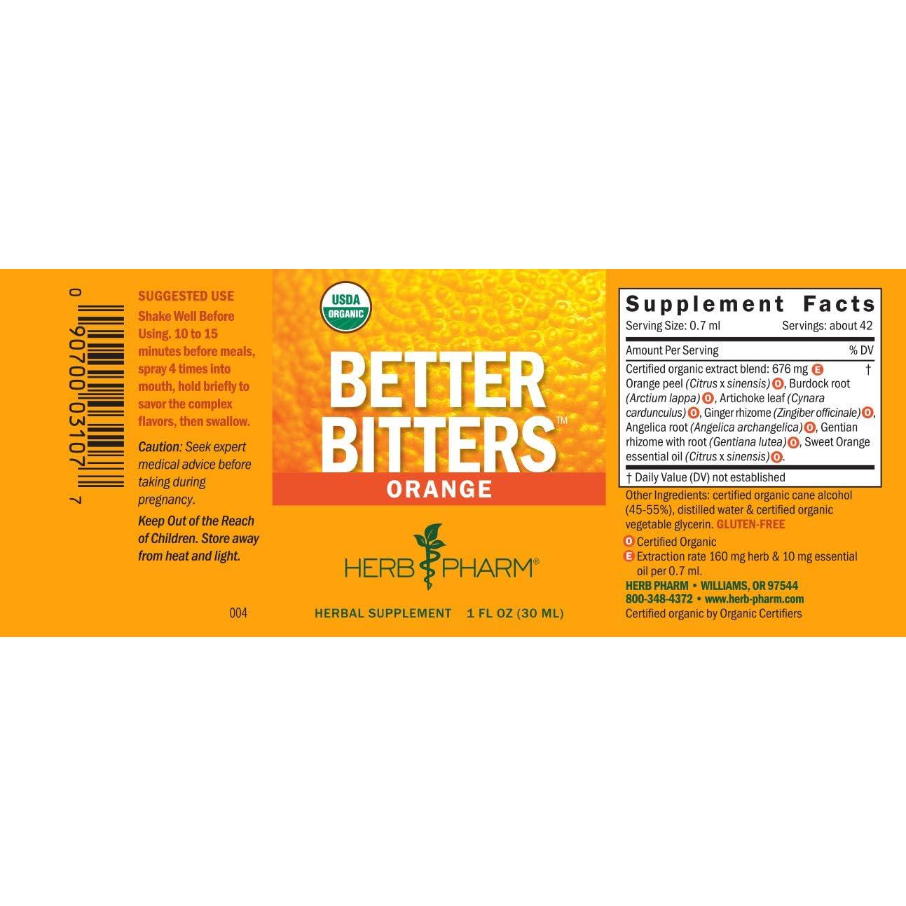 Herb Pharm Better Bitters Amargos Digestivos Naranja 28.35 ml