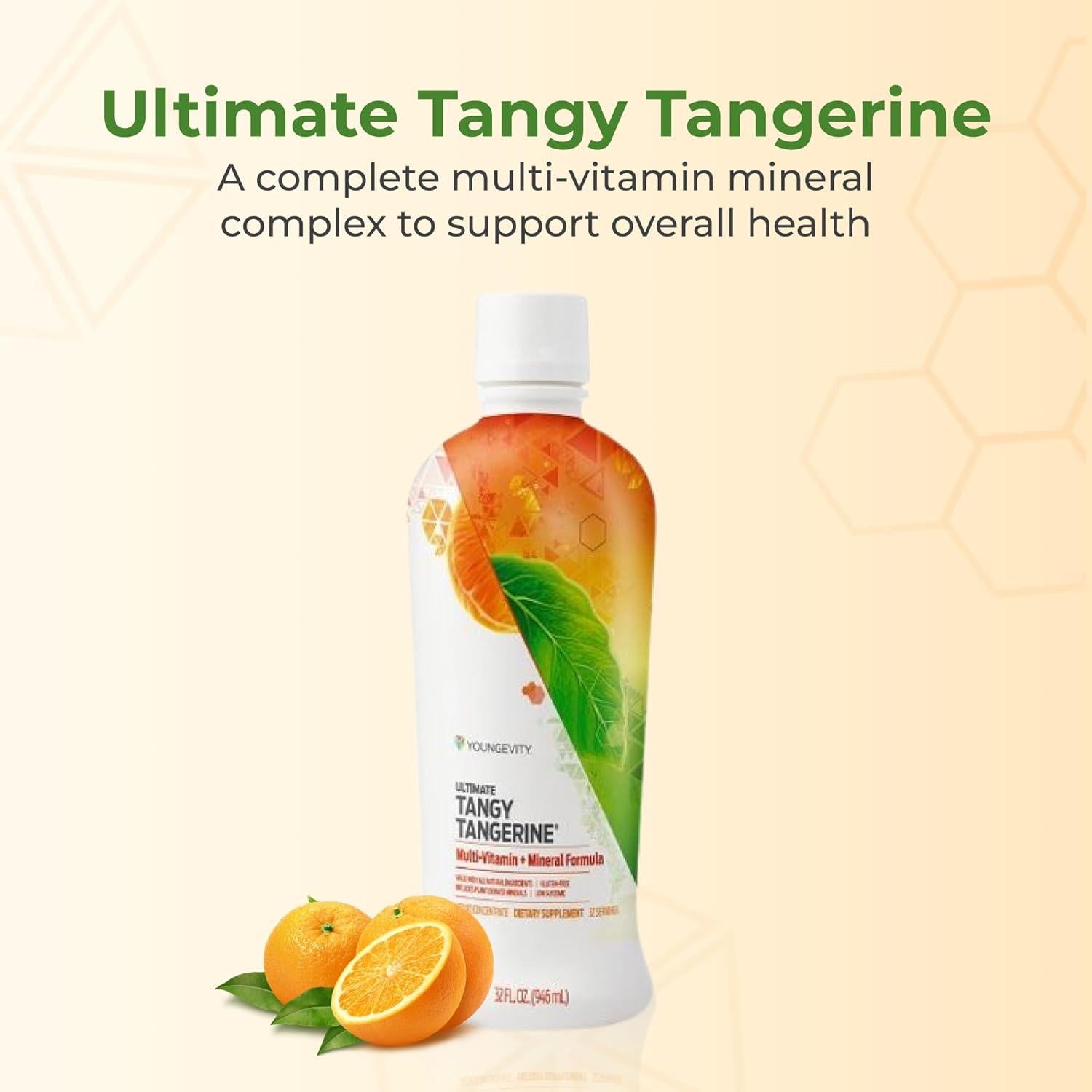 Youngevity Majestic Earth - Ultimate Tangy Tangerine 946ml - Multivitaminas líquidas sin gluten para adultos y niños