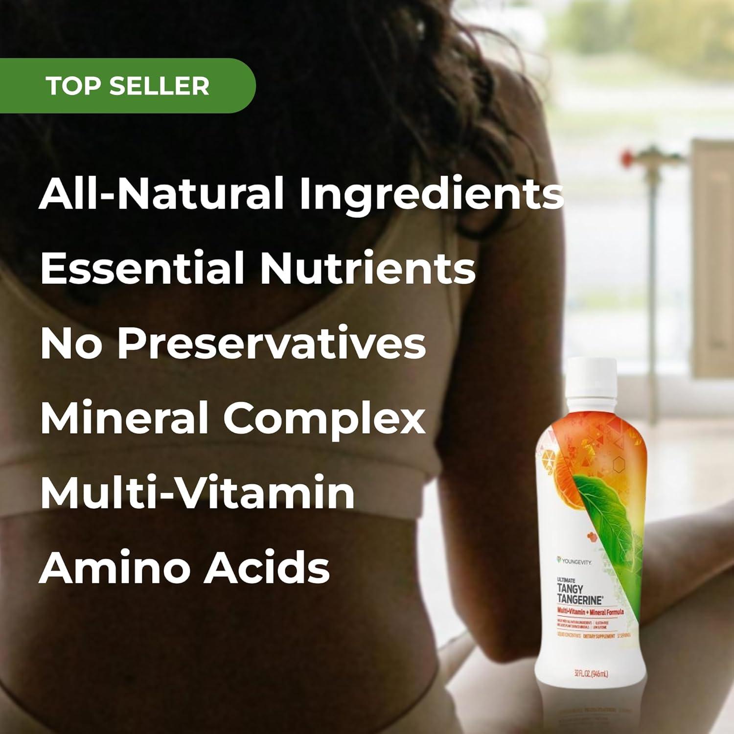 Youngevity Majestic Earth - Ultimate Tangy Tangerine 946ml - Multivitaminas líquidas sin gluten para adultos y niños