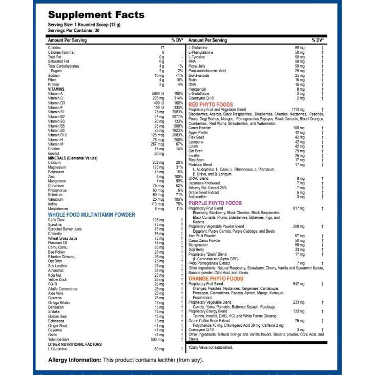 LifeSource Vitamins Polvo Multivitamínico 30 Días - Fitonutrientes