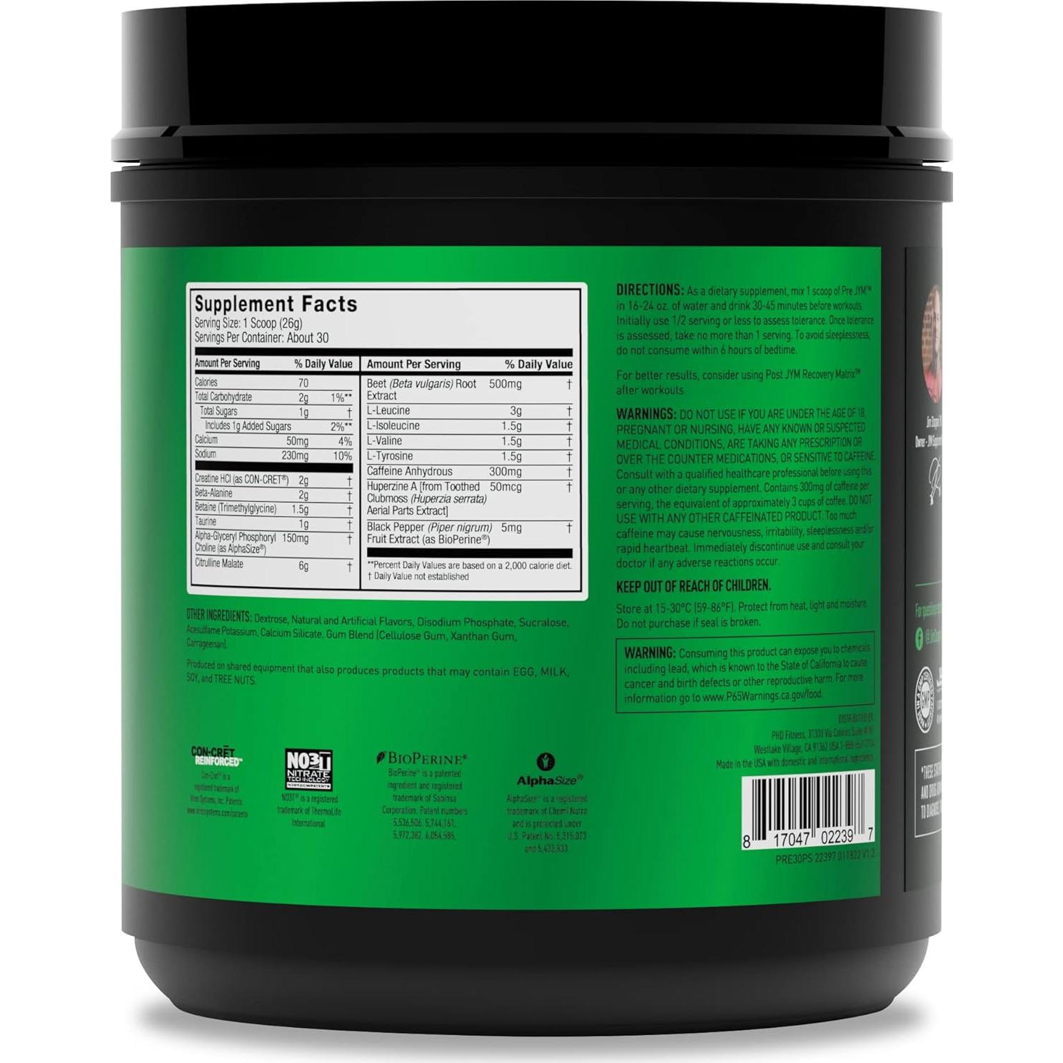 Paquete Pre JYM y Post JYM - Suplementos de Entrenamiento 0.59 kg