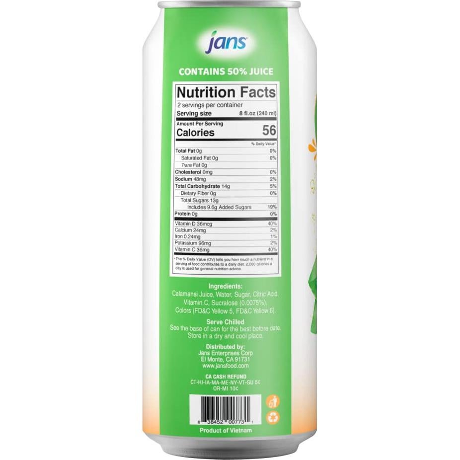 Jugo de Calamansi Jans 500 ml - Paquete de 12, Sin Azúcar
