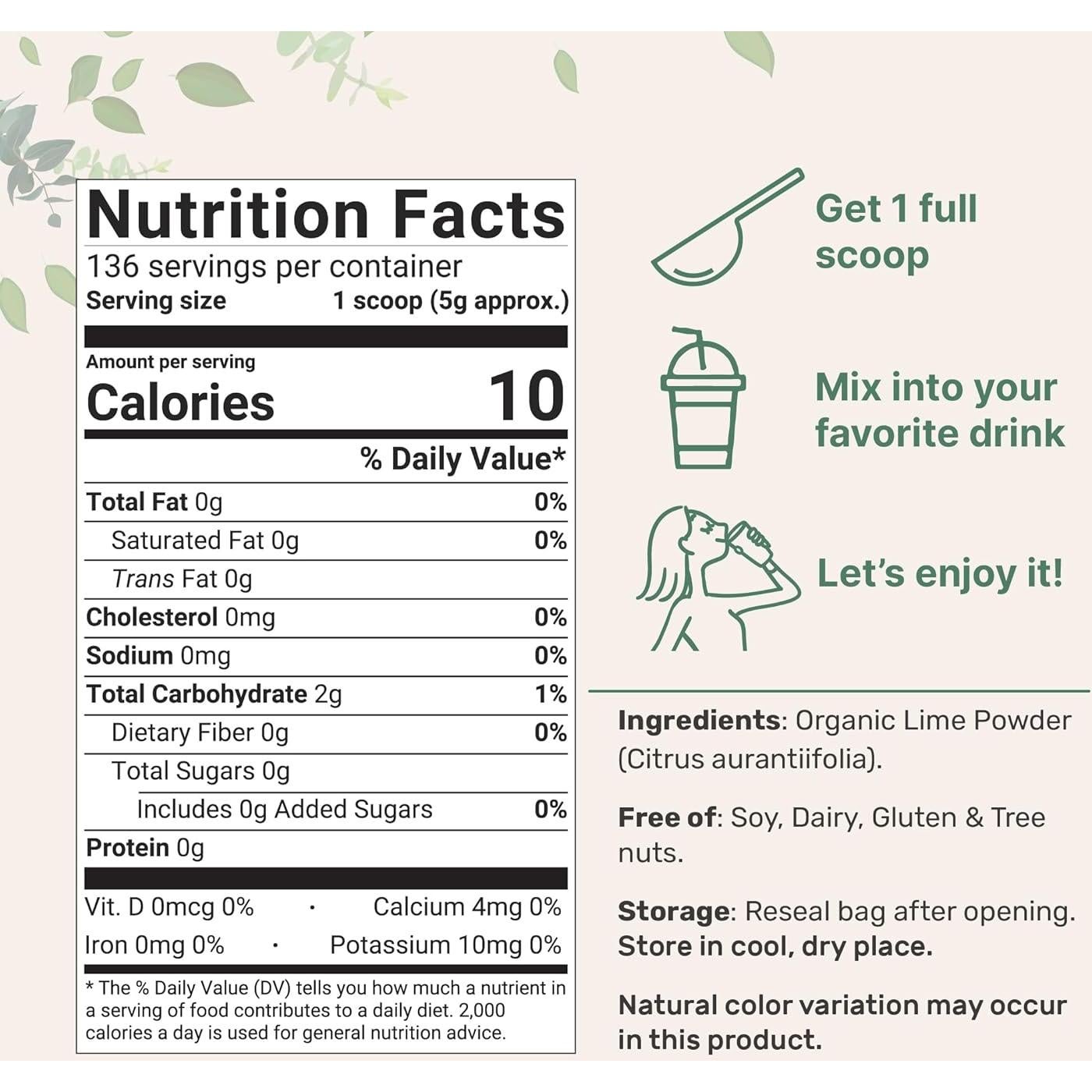 Polvo de Lima Orgánico Liofilizado Micro Ingredients 680g