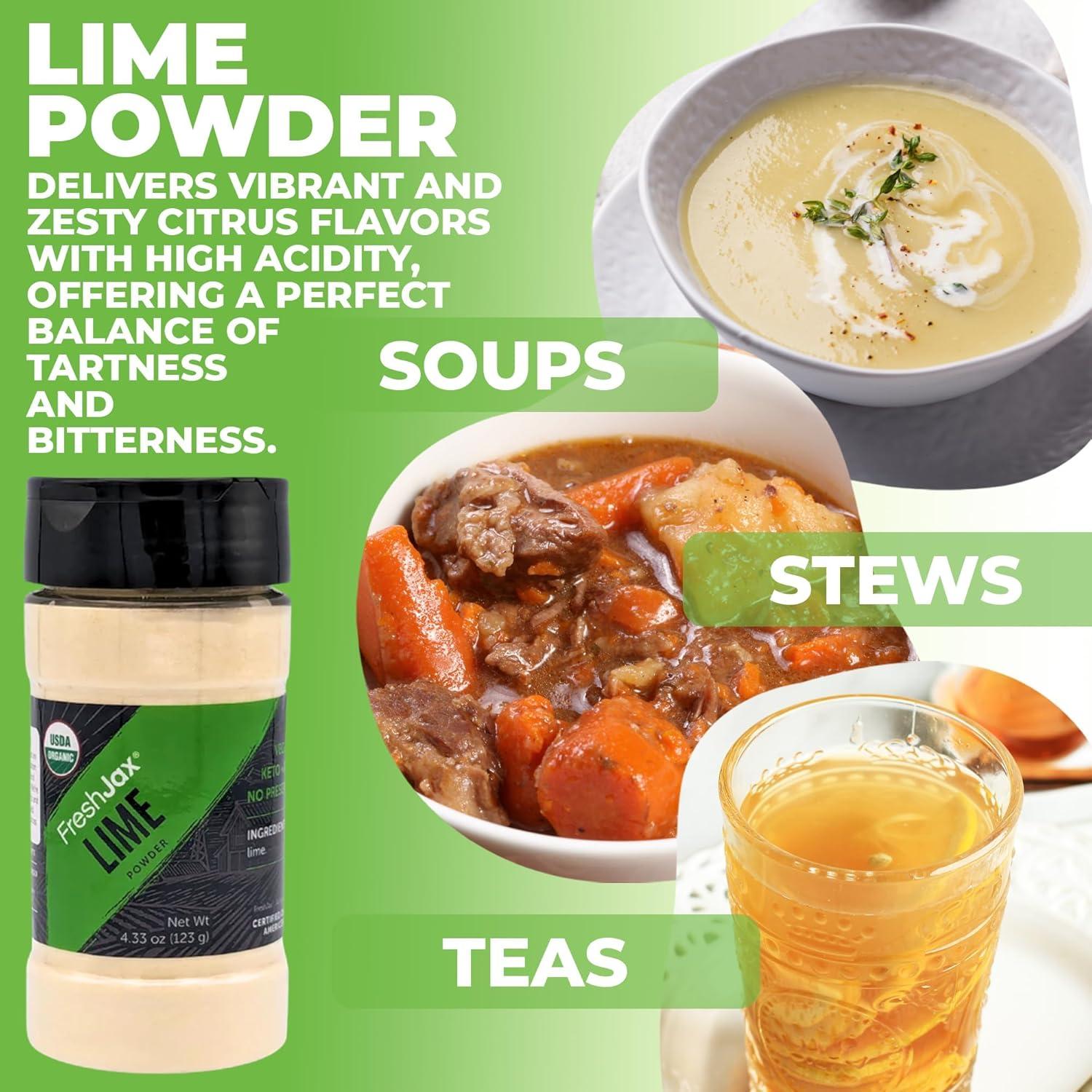 Polvo de Lima Orgánico FreshJax 122 g - Sin Gluten, Keto, Paleo