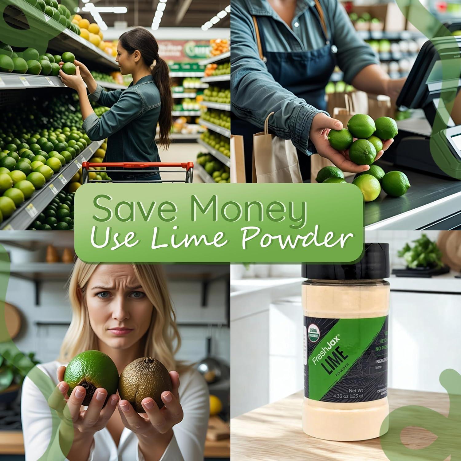 Polvo de Lima Orgánico FreshJax 122 g - Sin Gluten, Keto, Paleo