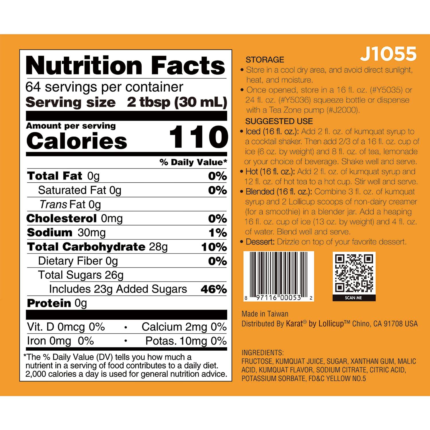 Jarabe de Kumquat Tea Zone 1.89 L para Bebidas y Cócteles