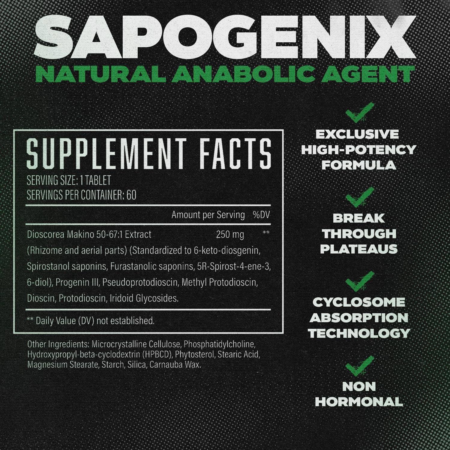 Sapogenix Activador Anabólico Natural 60 Tabletas - Crecimiento Muscular y Fuerza