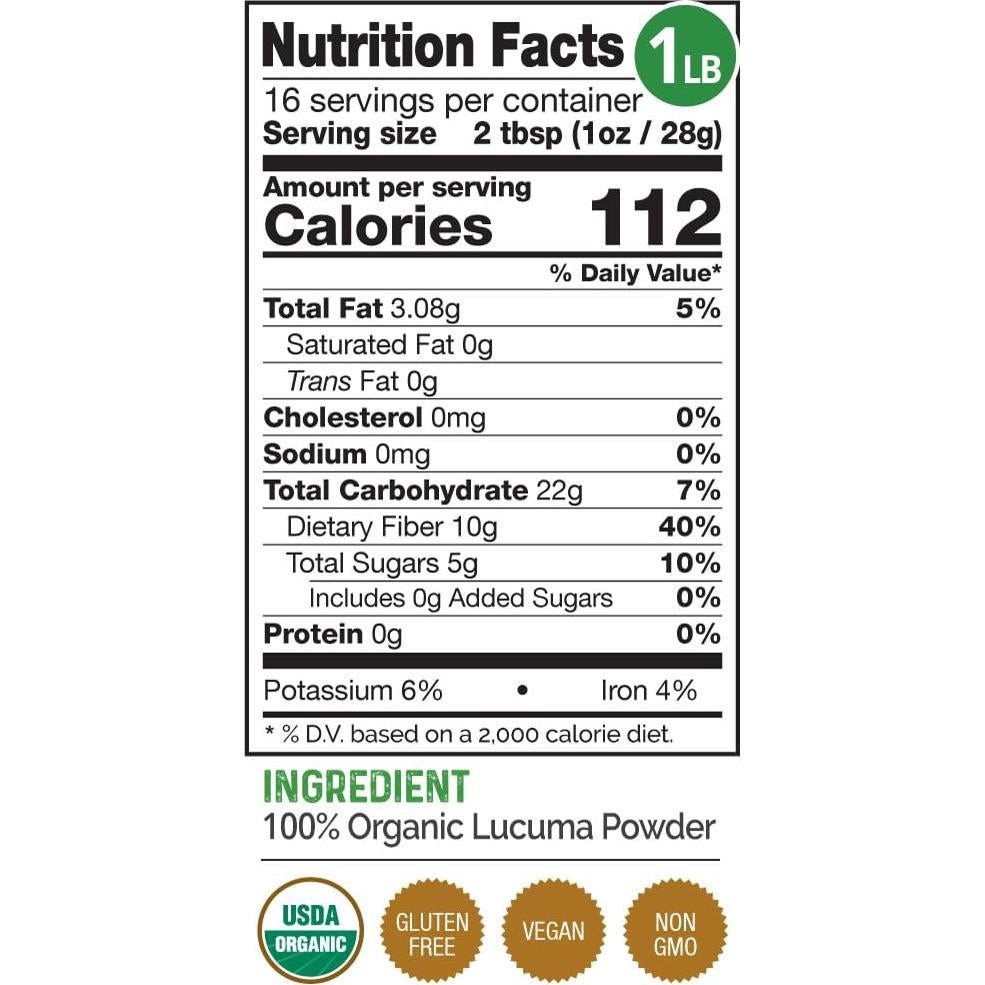 Polvo de Lucuma Orgánico HerbaZest 454g - Vegano y Sin Aditivos