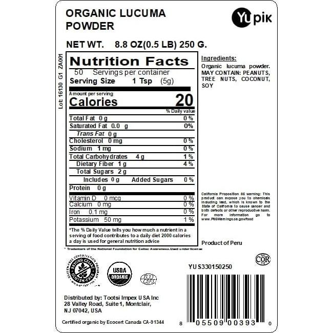 Polvo de Lucuma Orgánico Yupik 250 g - Endulzante Natural
