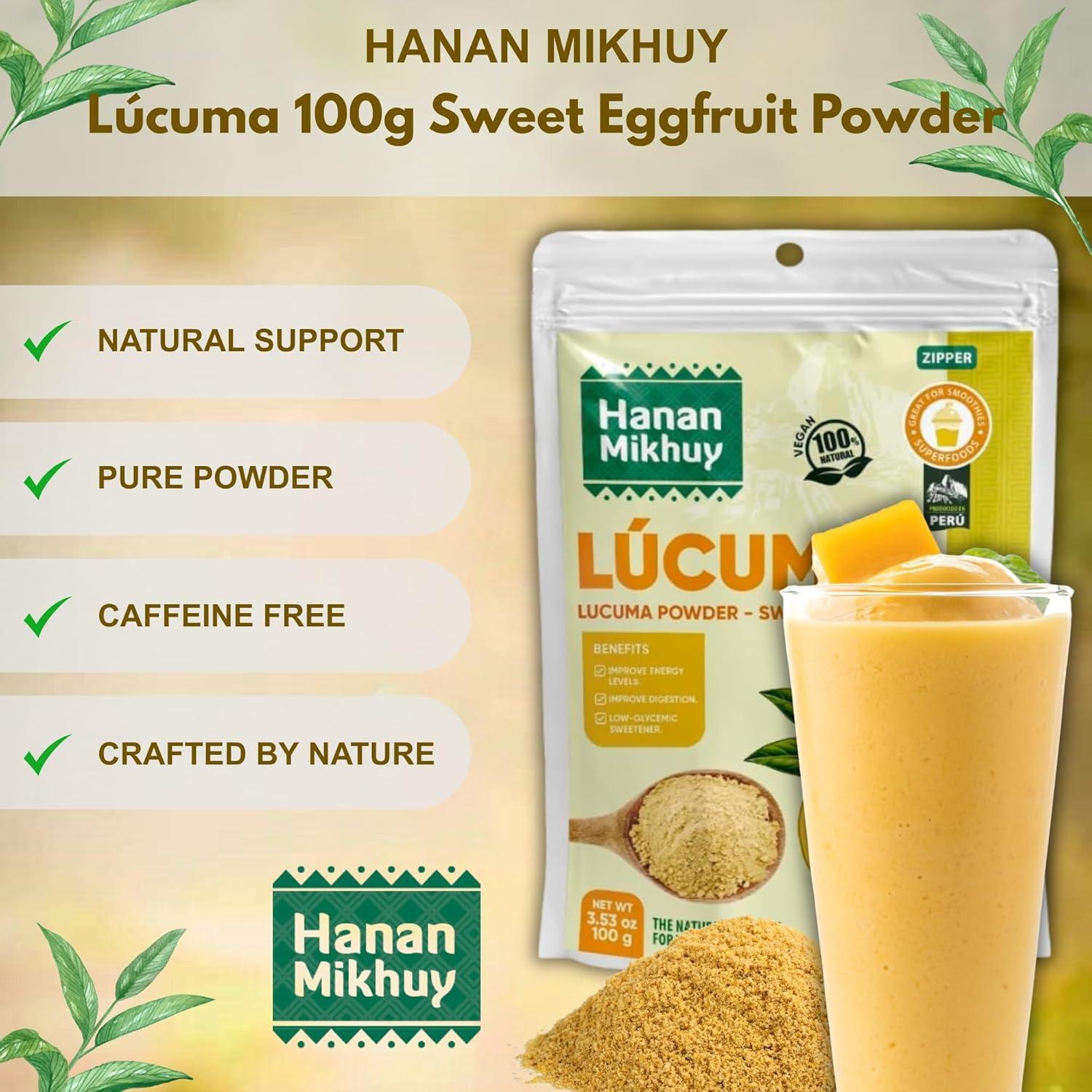 Polvo de Lúcuma Hanan Mikhuy 100g - 100% Natural, Vegano, Sin Gluten