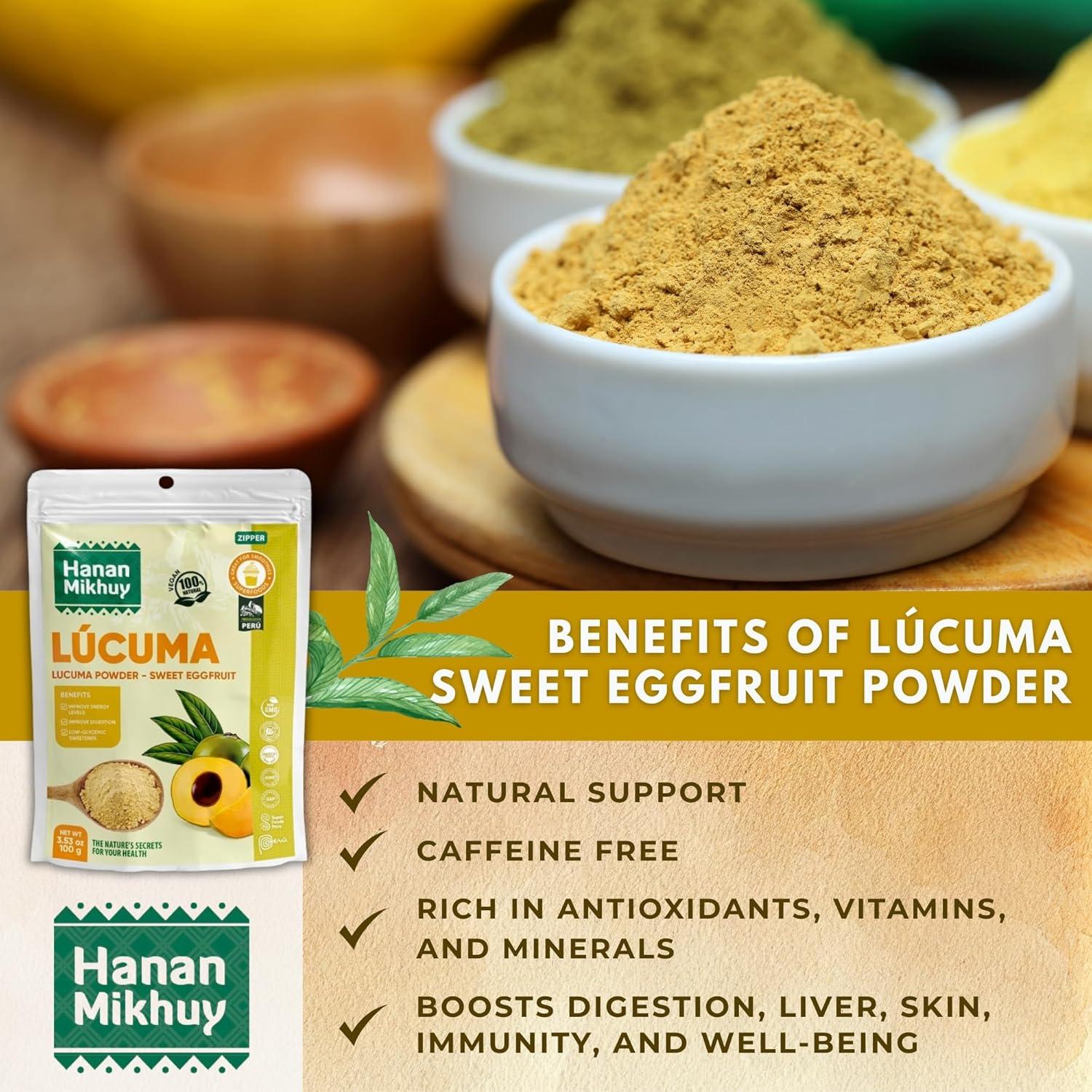 Polvo de Lúcuma Hanan Mikhuy 100g - 100% Natural, Vegano, Sin Gluten