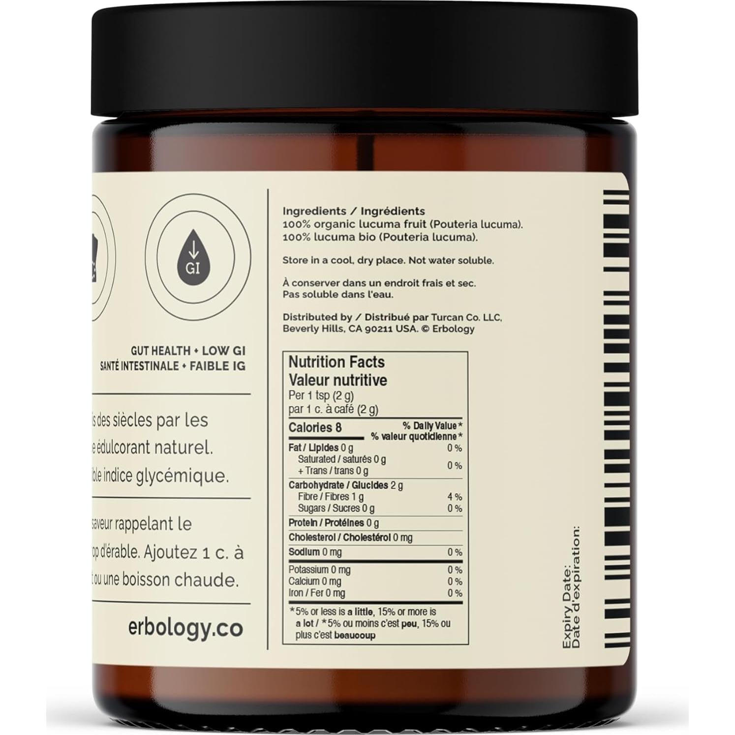 Polvo de Lucuma Orgánico Erbology 90.72 g - Endulzante Natural