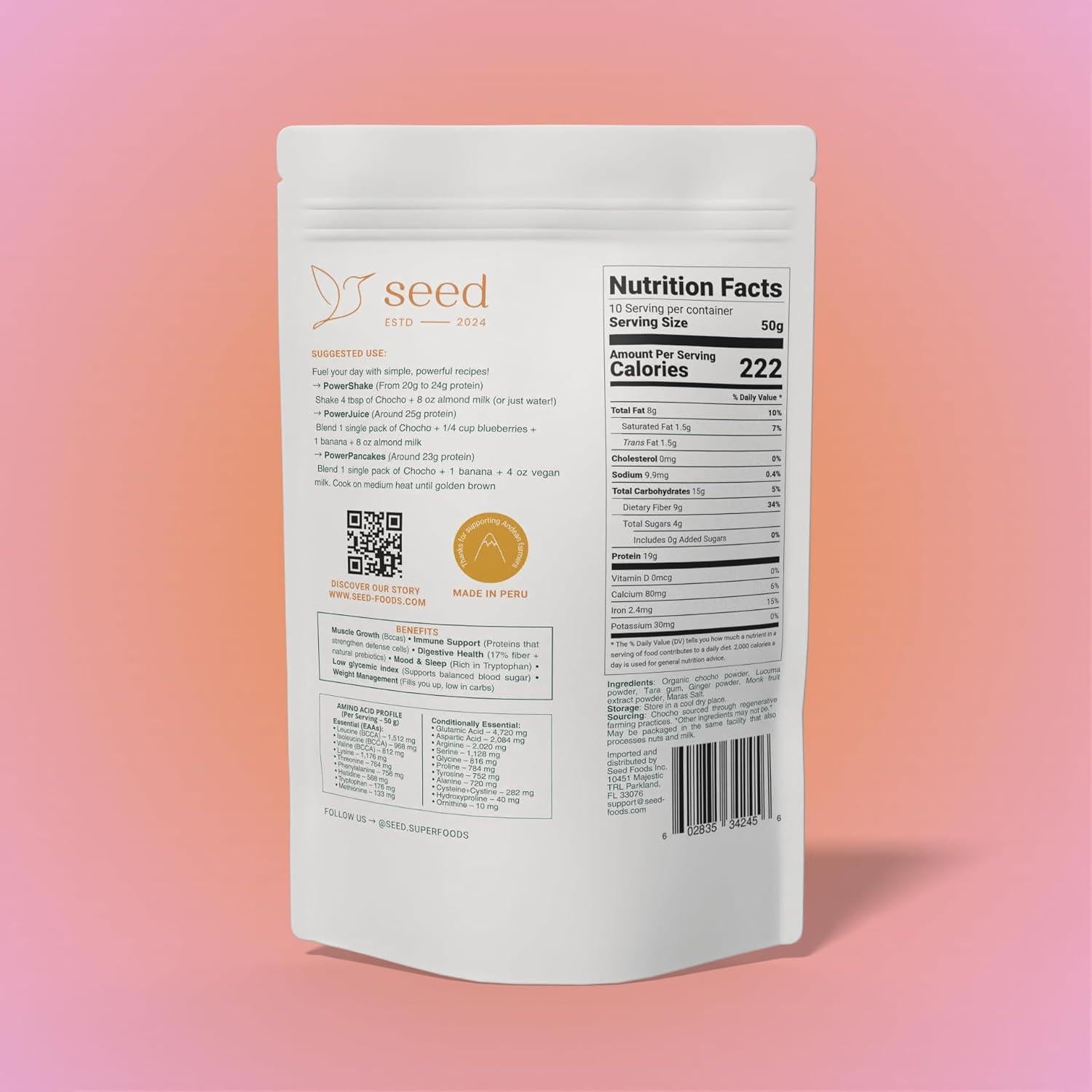 Batido de Proteína Lucuma SEED - 20g Proteína Vegetal, Bajo en Azúcar