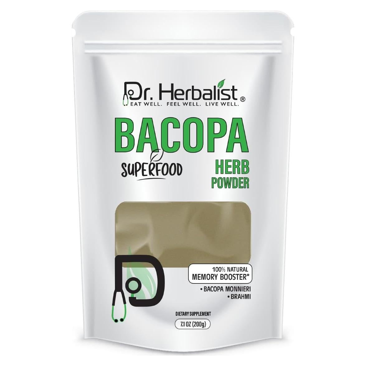 Extracto en Polvo de Bacopa Monnieri 200g Dr. Herbalist - Bienestar Cognitivo