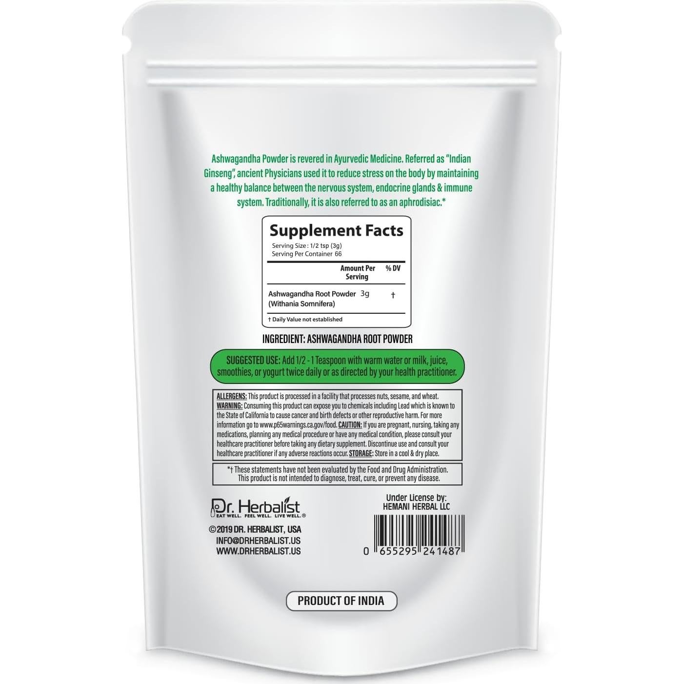 Extracto en Polvo de Bacopa Monnieri 200g Dr. Herbalist - Bienestar Cognitivo