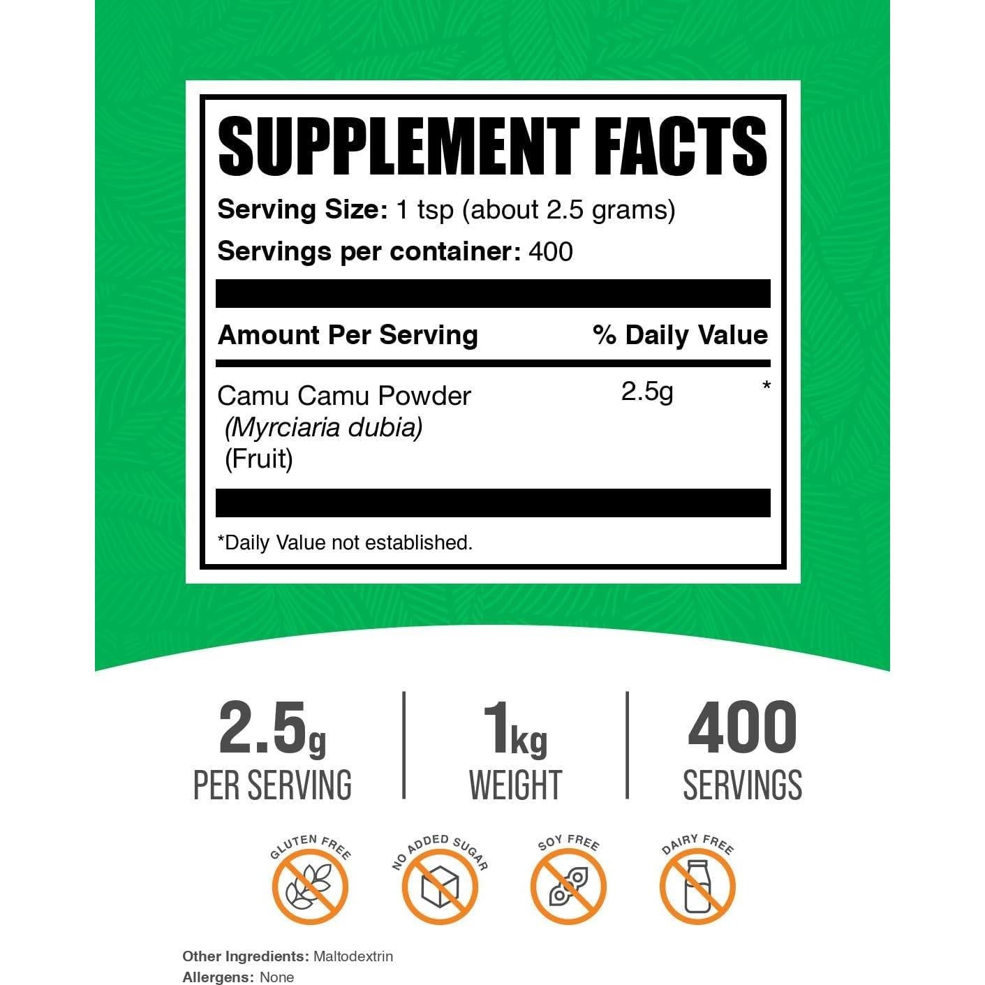 Polvo de Camu Camu BulkSupplements 1kg - Suplemento Vegano