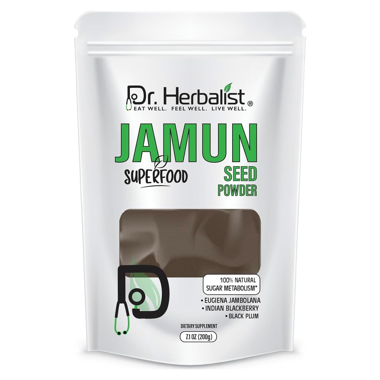 Polvo de Semilla de Jamun 200g Dr. Herbalist - Eugenia Jambolana