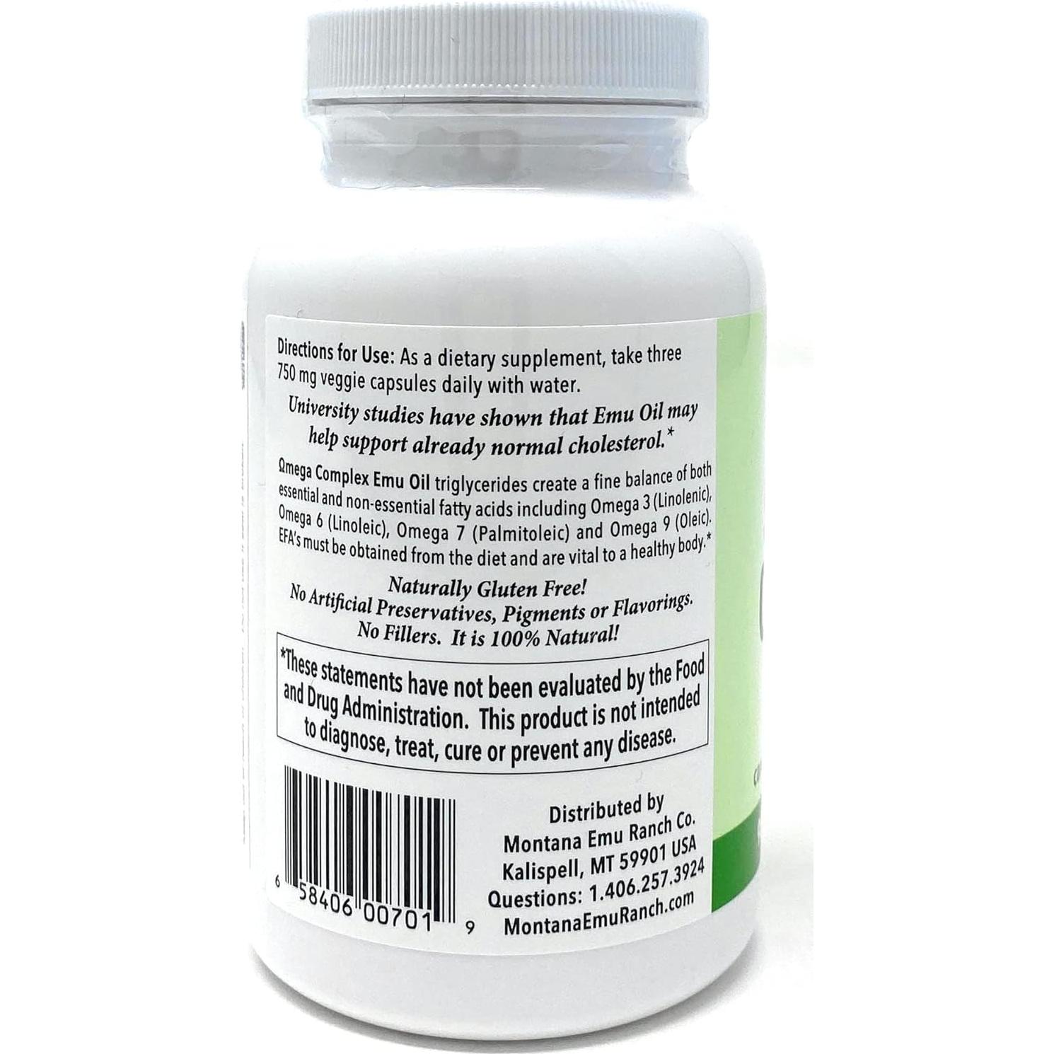 Suplemento Omega Complejo Aceite de Emú 750mg Montana Emu Ranch