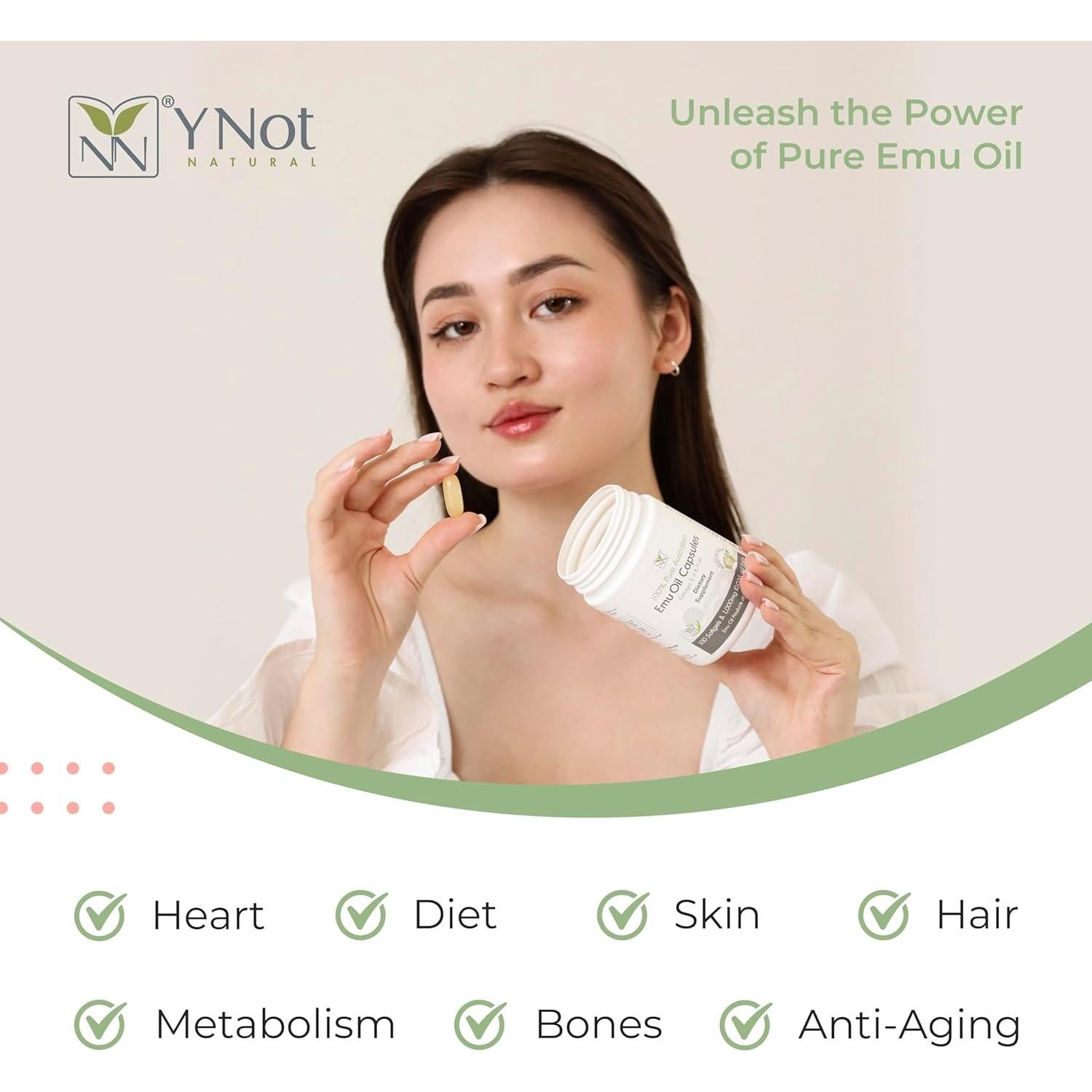 Cápsulas de Aceite de Emú Y-Not Natural 1000mg - 500 Unidades