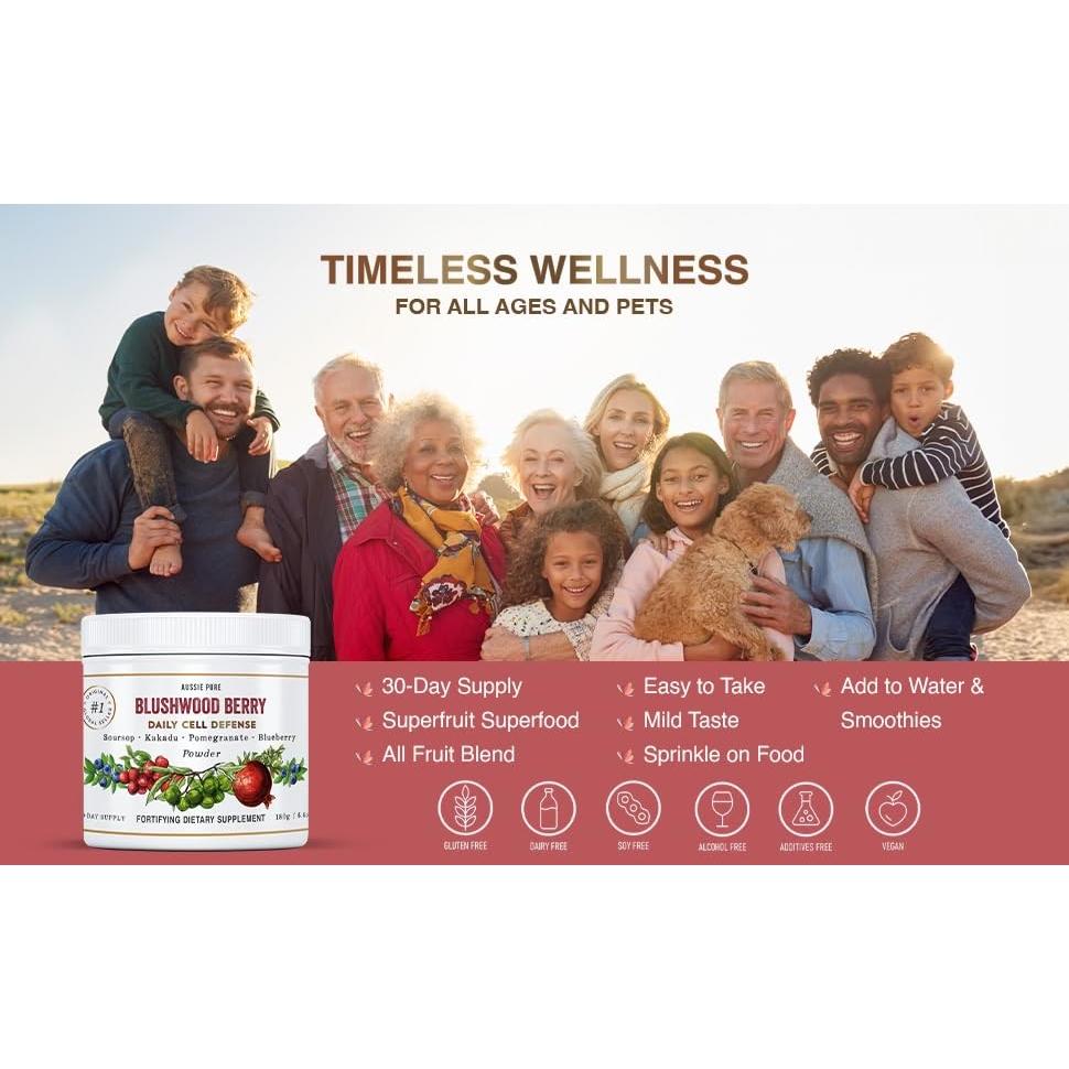 Aussie Pure Blushwood Berry 180g - Polvo Inmunológico Vegano