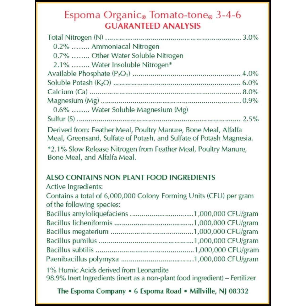 Fertilizante Orgánico Espoma Tomate-Tono 3-4-6 1.81 kg