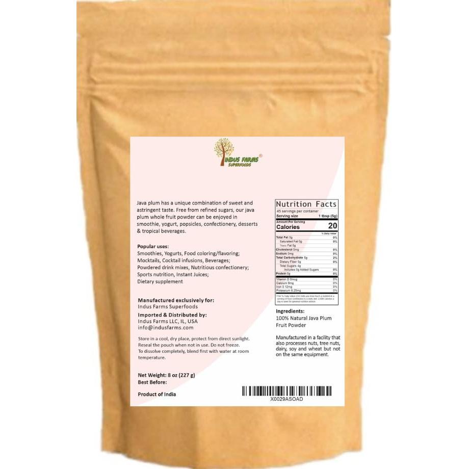 Polvo de Fruta Java Plum Indus Farms Superfoods 227 g - Vegano