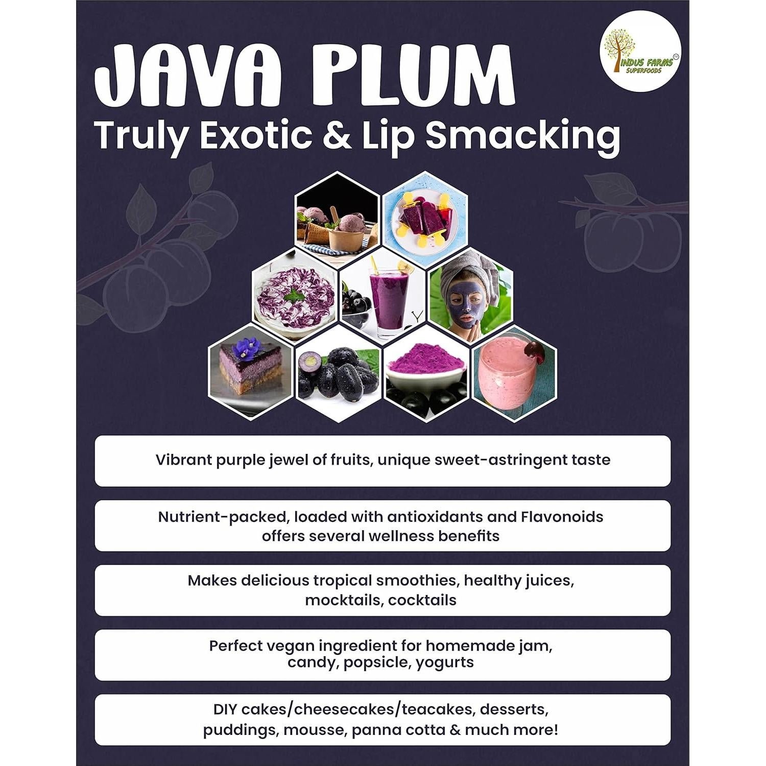 Polvo de Fruta Java Plum Indus Farms Superfoods 227 g - Vegano