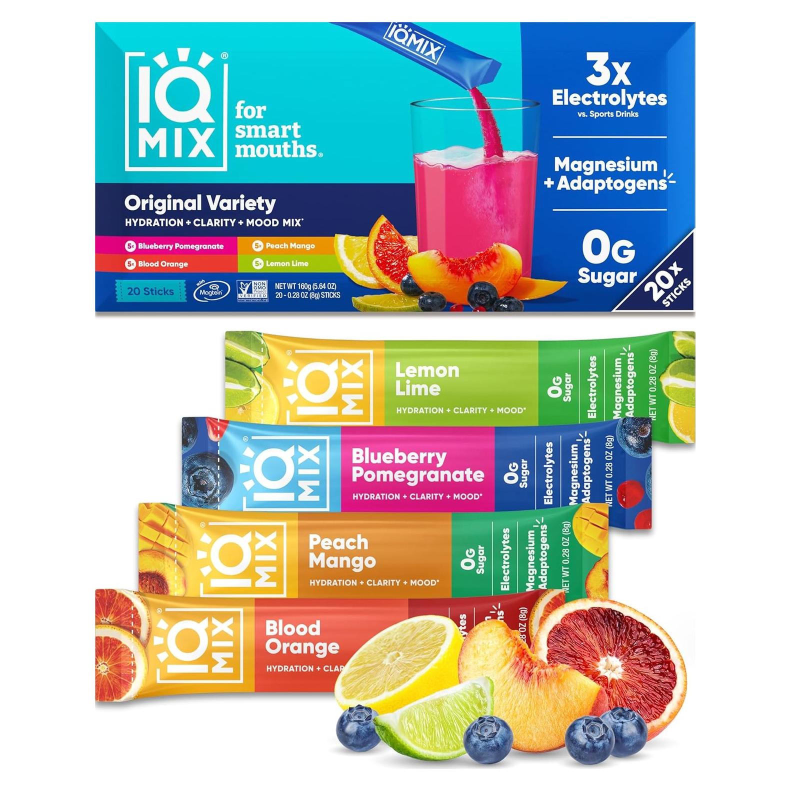 IQMIX Polvo Electrolito Hidratación 20 Paquetes Sin Azúcar
