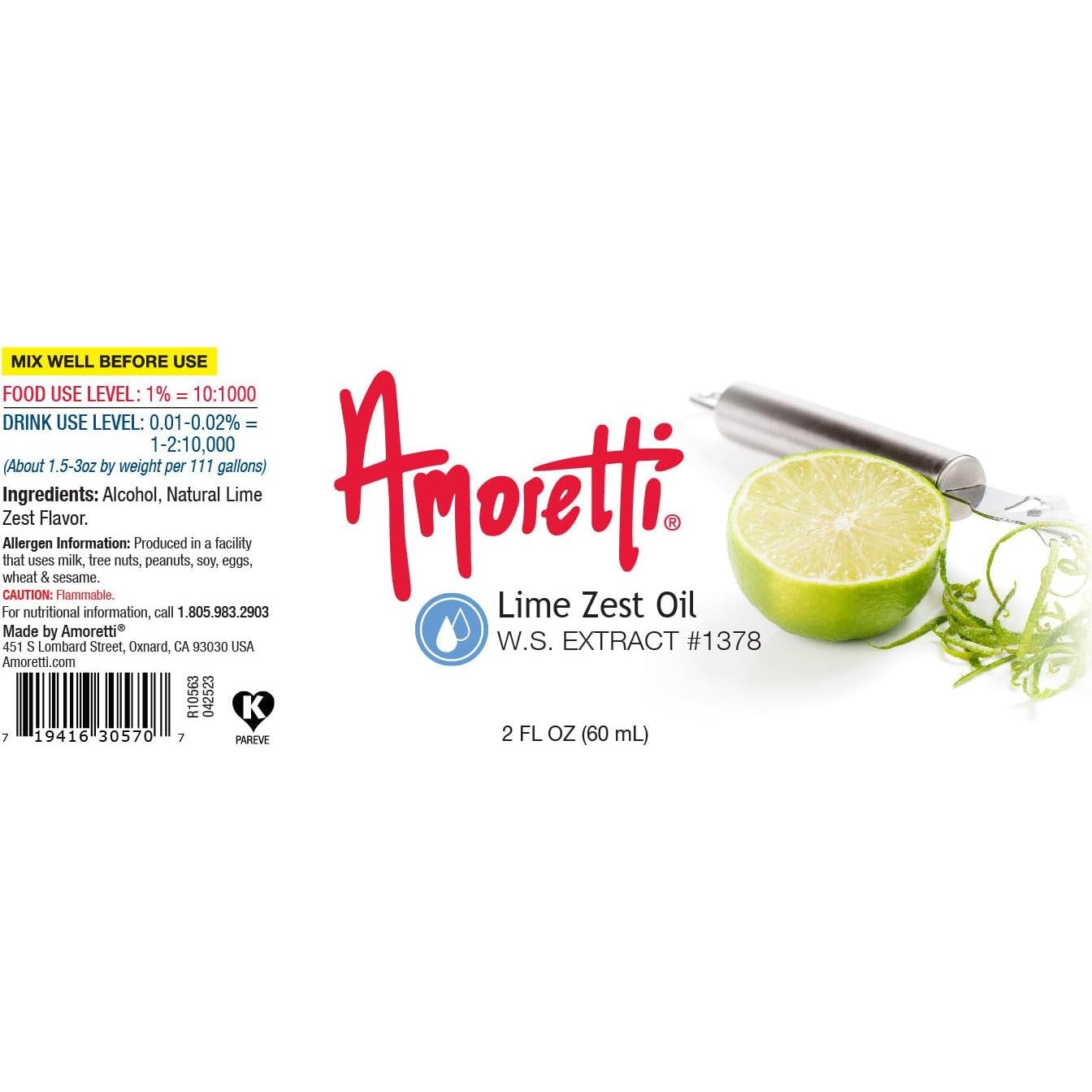 Extracto de Aceite de Cáscara de Lima Amoretti 56.7g - Vegano y Sin Conservantes