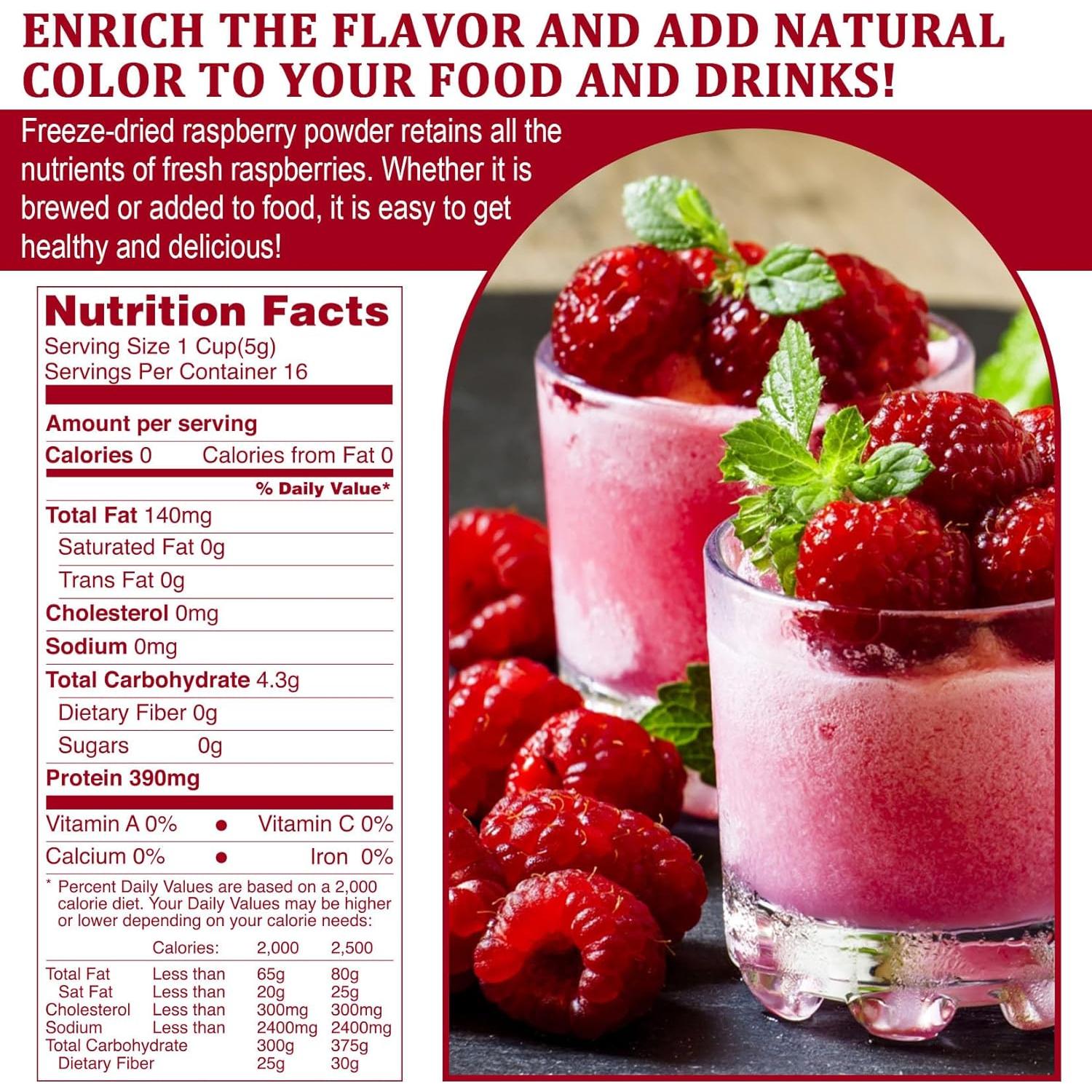 Polvo de Frambuesa Liofilizado 100% Natural - 85g