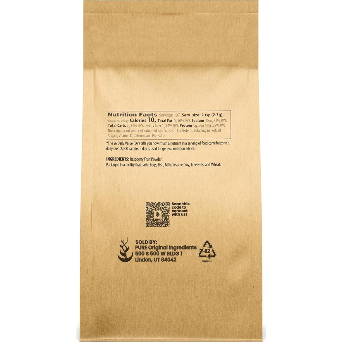 Polvo de Fruta de Frambuesa 0.45 kg Ingredientes Originales Puros