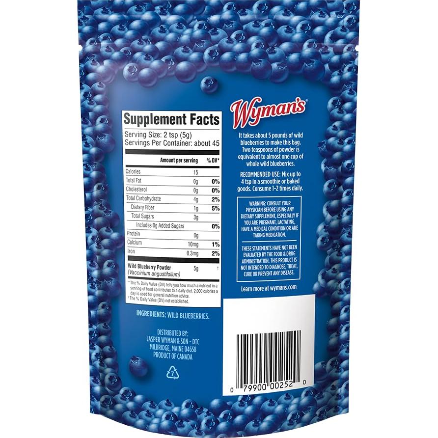 Polvo de Arándano Silvestre Wyman - 100% Natural, 227g