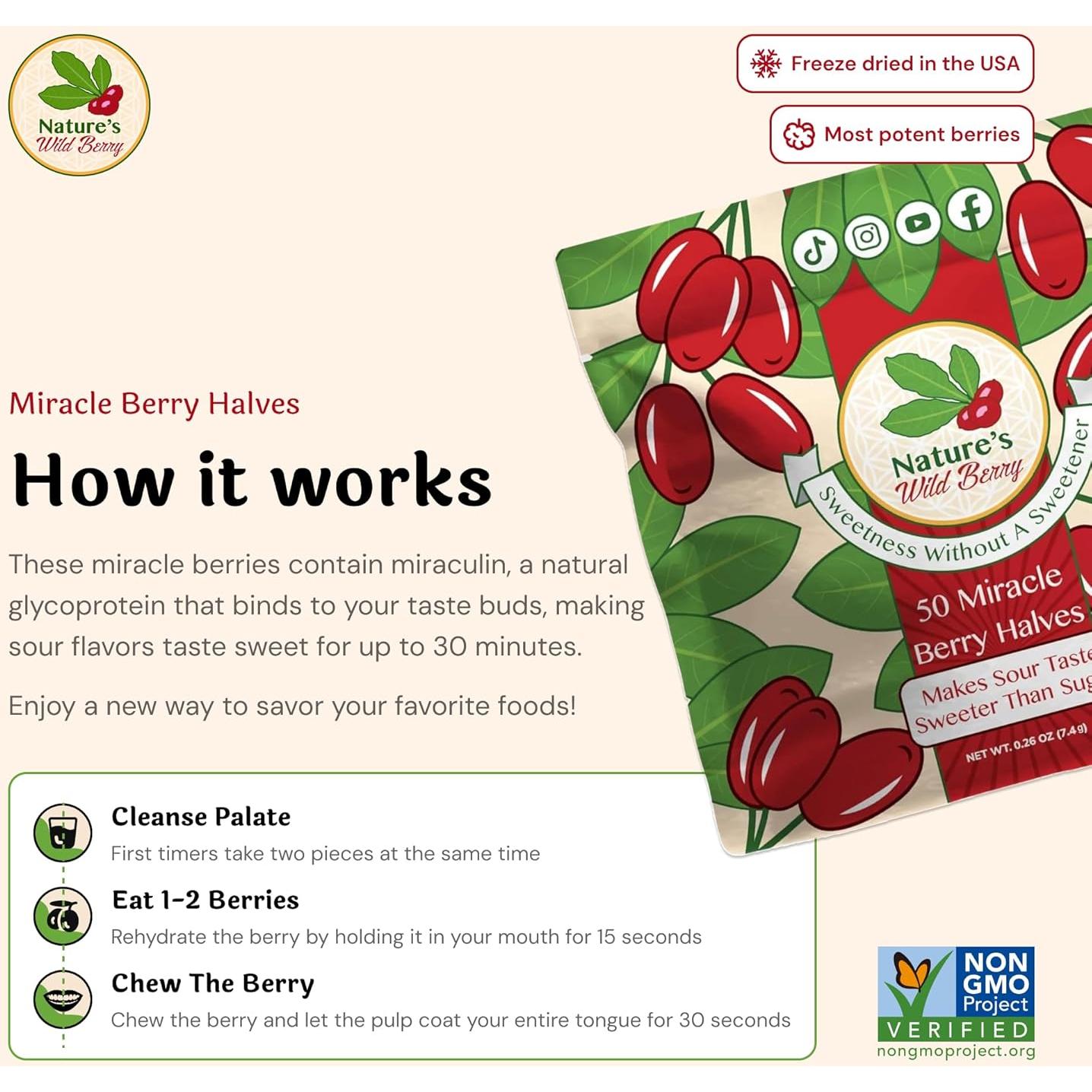 Berries Milagrosas Nature's Wild Berry - 50 Mitades Liofilizadas