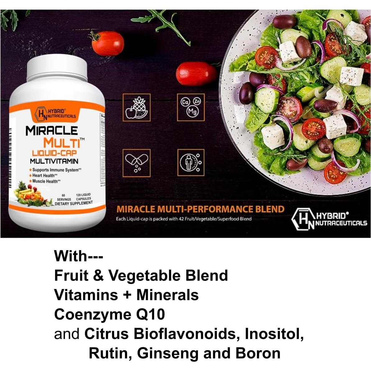 Cápsulas Líquidas Multivitaminas MiracleMulti 120 Gelatinas
