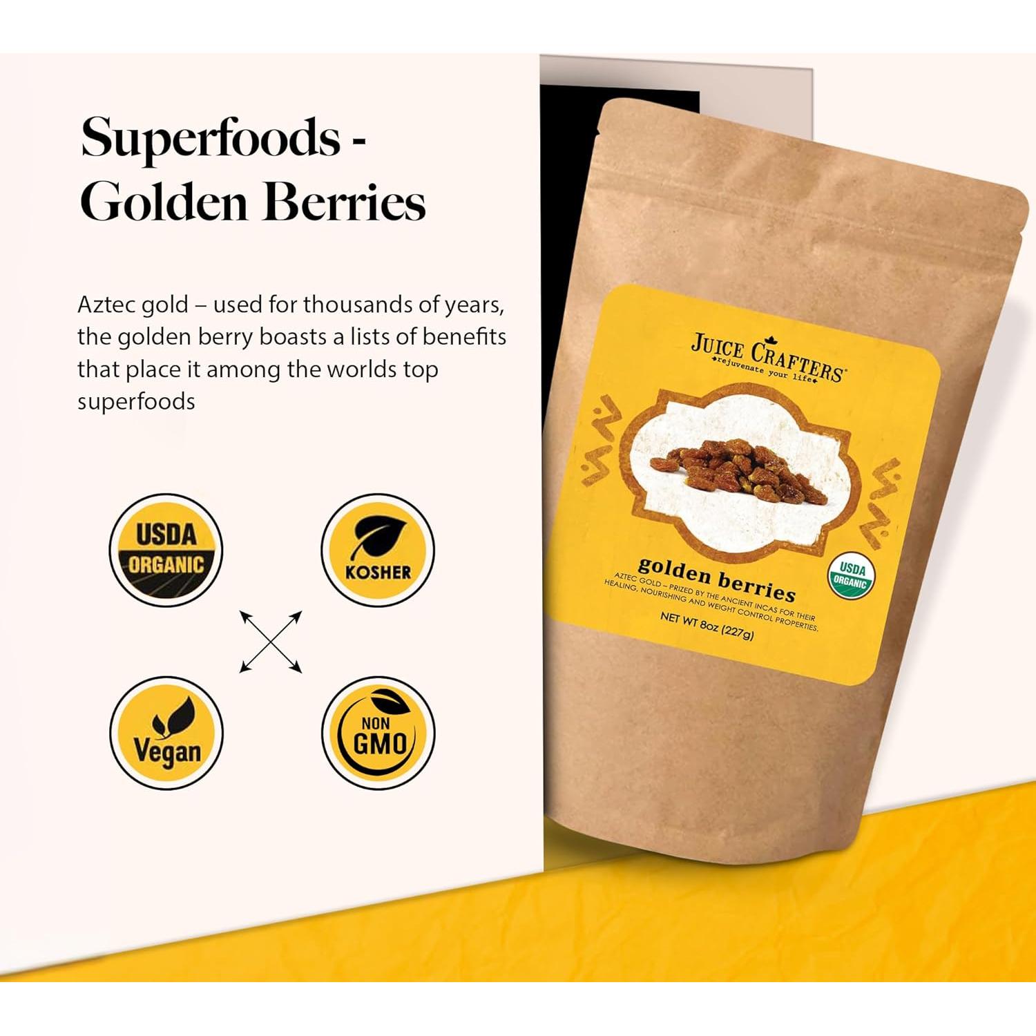 Berries Doradas Orgánicas Juice Crafters 227g - Superalimento
