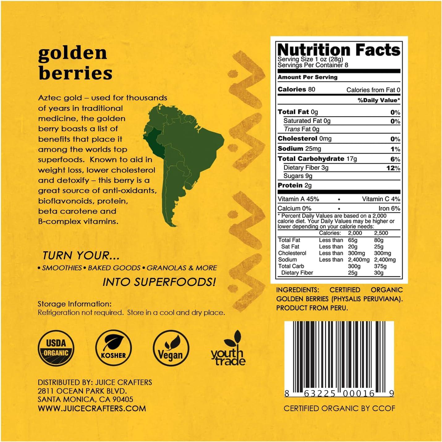 Berries Doradas Orgánicas Juice Crafters 227g - Superalimento