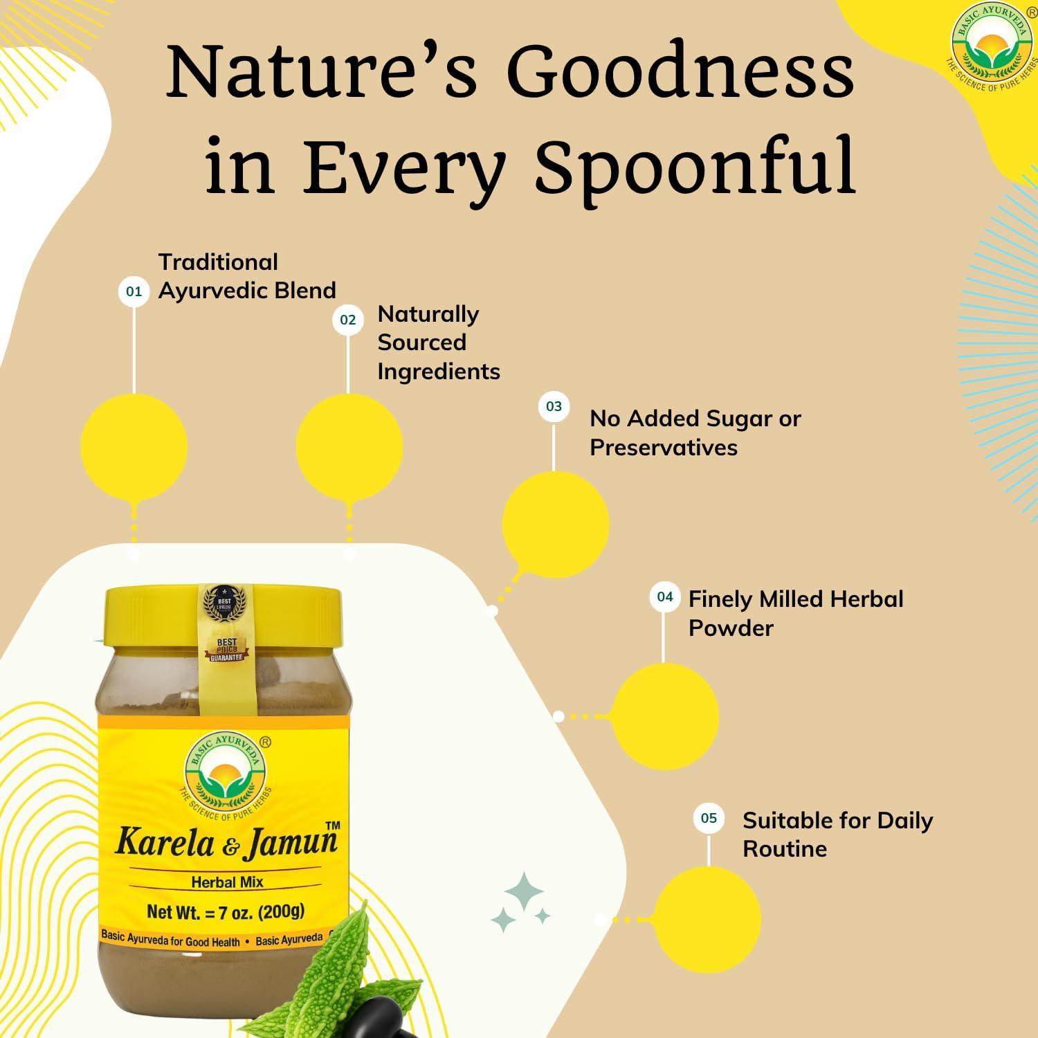 Mezcla en Polvo Herbal Karela y Jamun Basic Ayurveda 200g