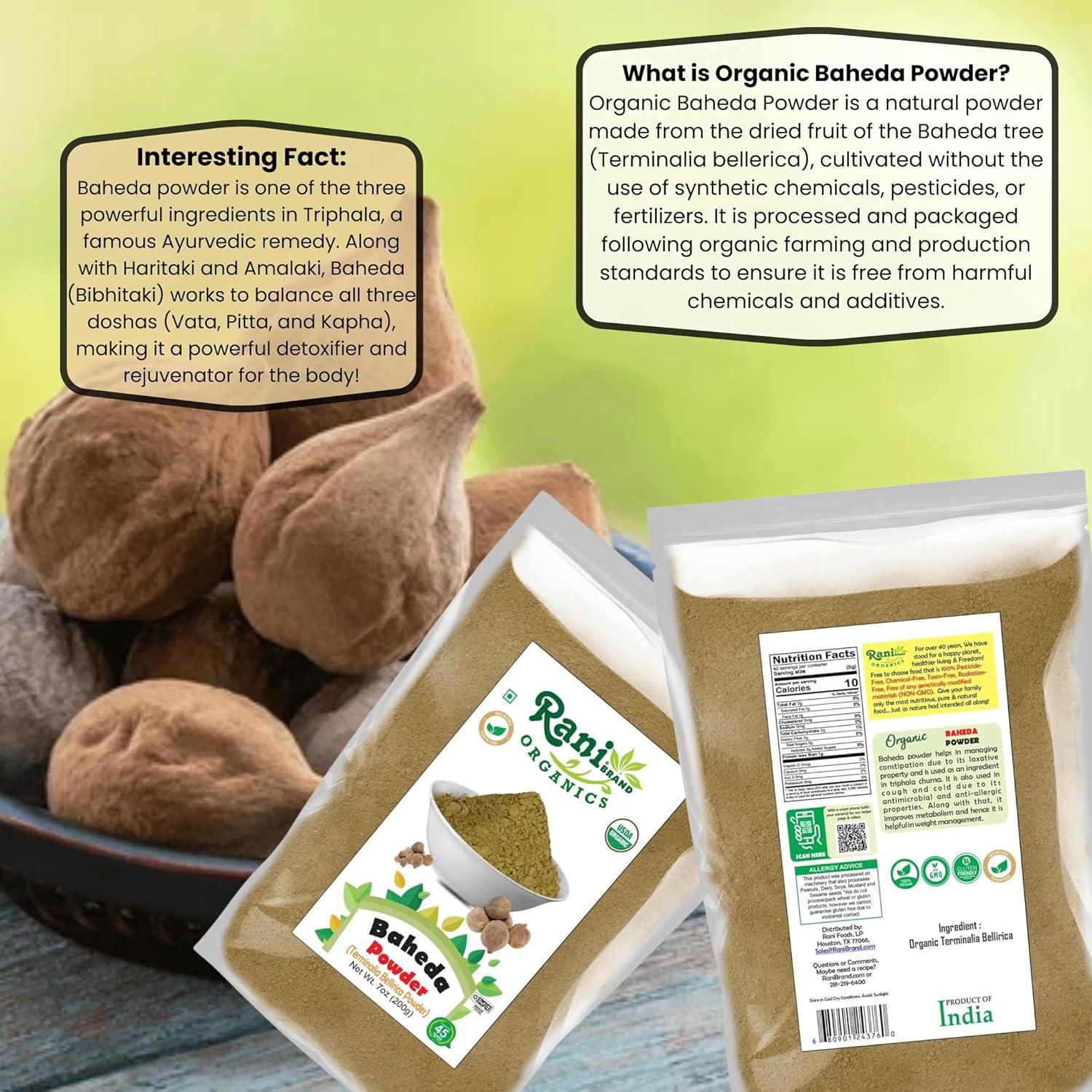 Polvo de Baheda Orgánico Rani 200g - Sin Gluten, Vegano, Kosher