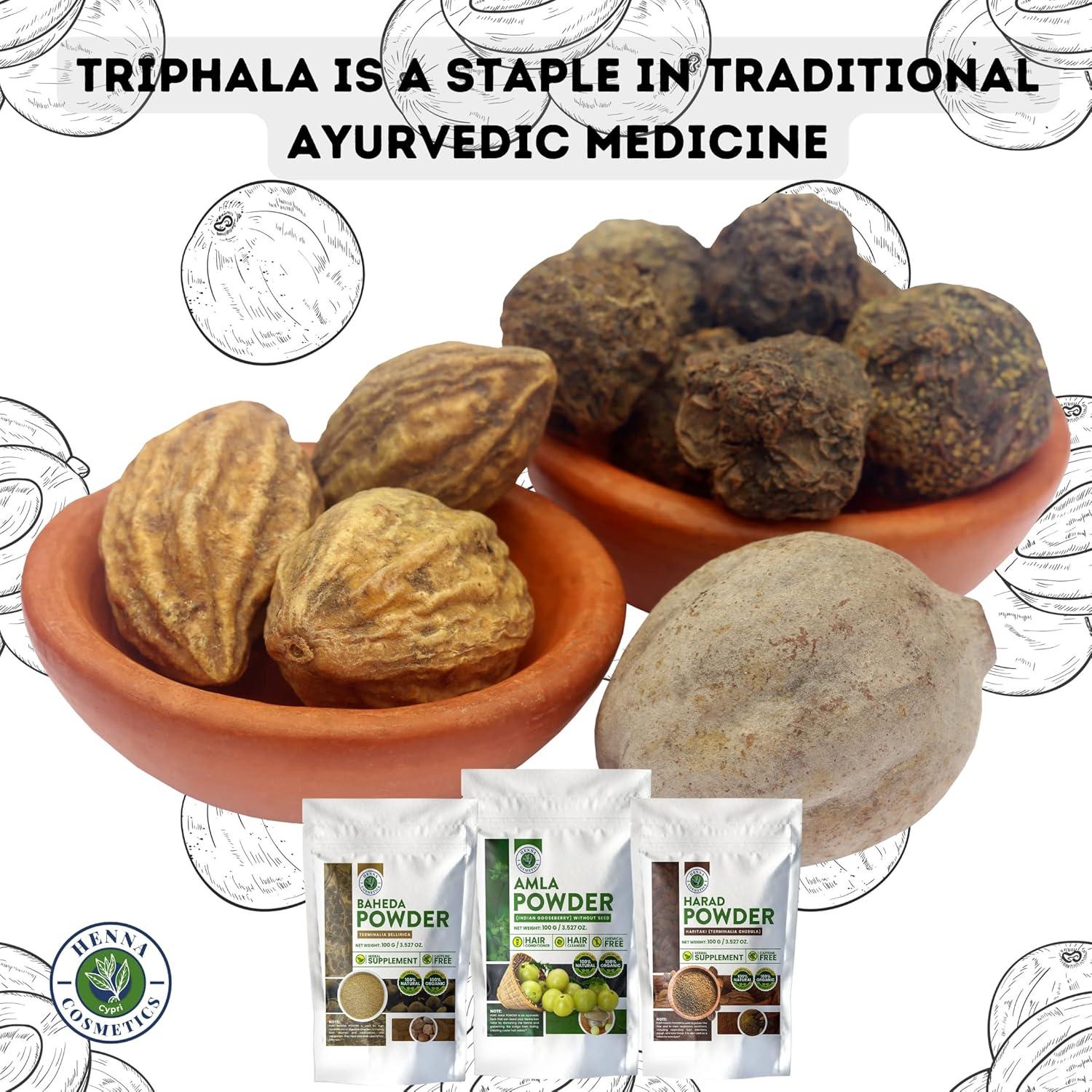 Polvo de Baheda 100% Natural Henna Cosmetics 100 Gramos